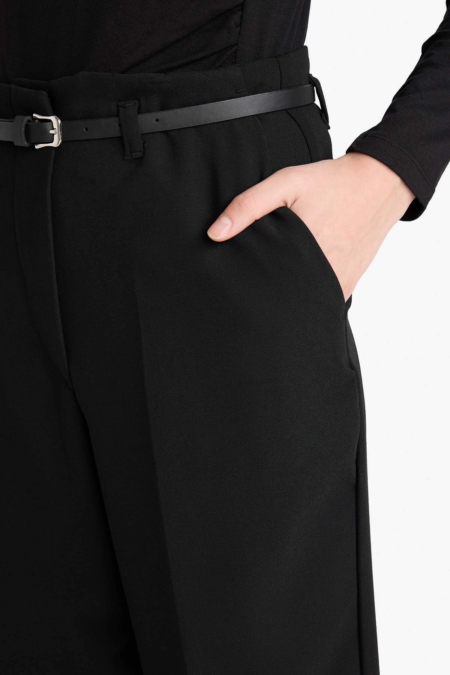 Wide Leg Cepli Normal Bel Geniş Paça Uzun Pantolon