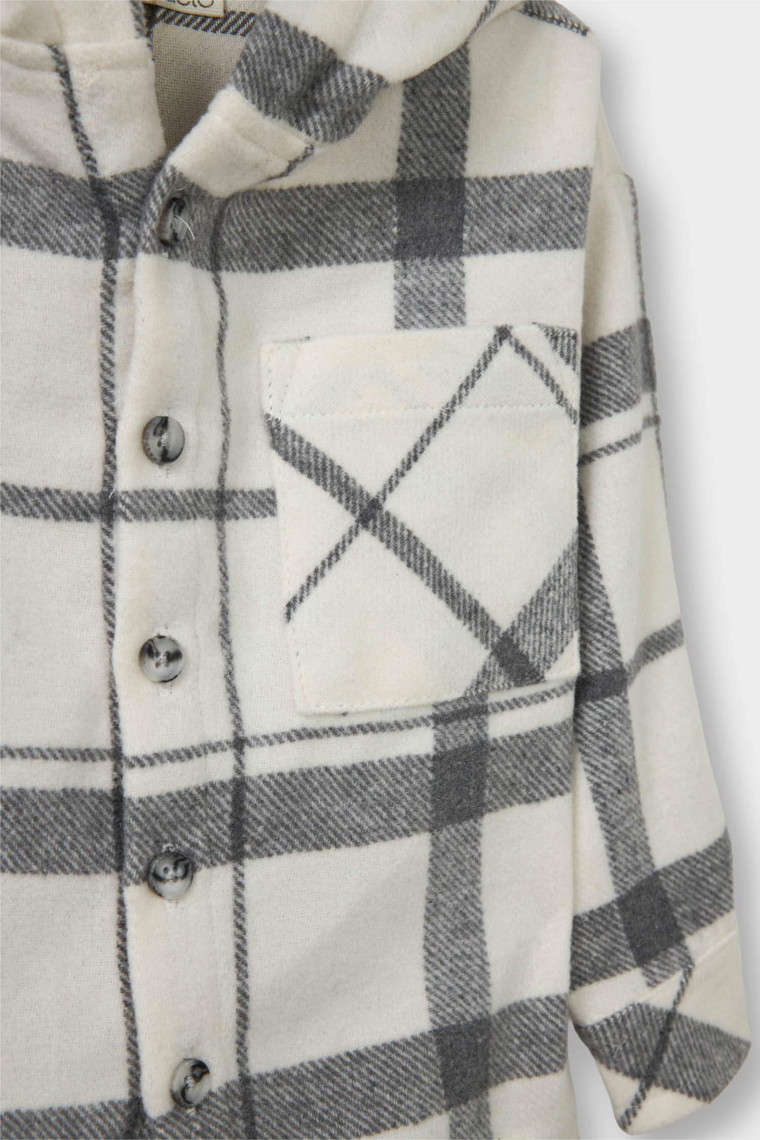 Erkek Bebek 2'li Takım Kareli Twill Kapüşonlu Gömlek Pantolon