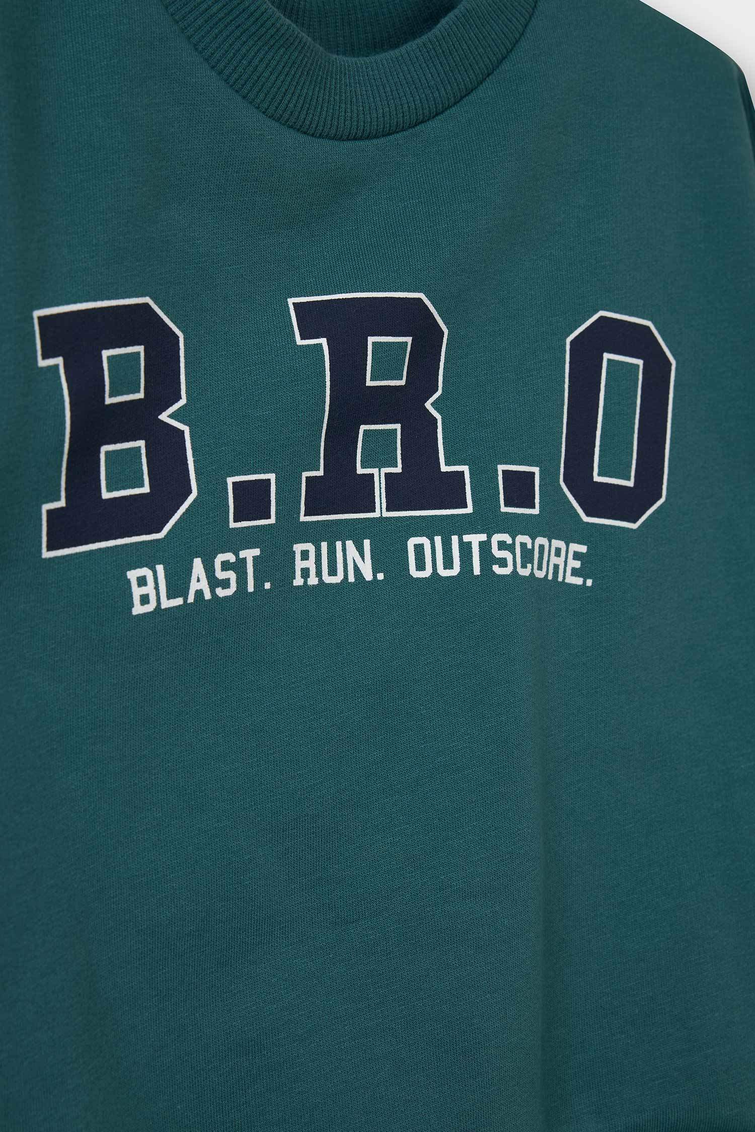 Erkek Bebek 2'li Takım Baskılı Sweatshirt Jean Pantolon