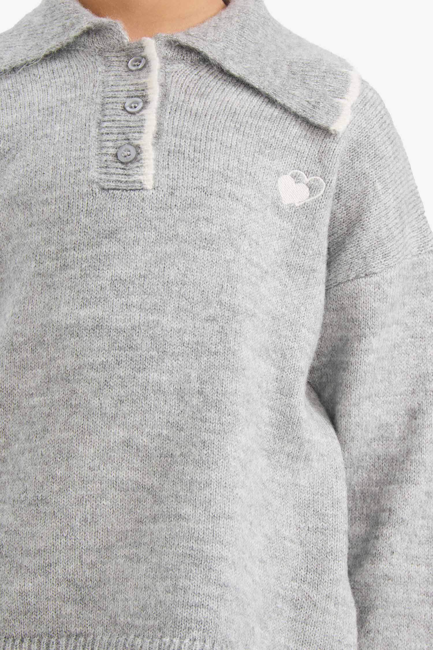 Girl Regular Fit Polo Collar Knit Pullover