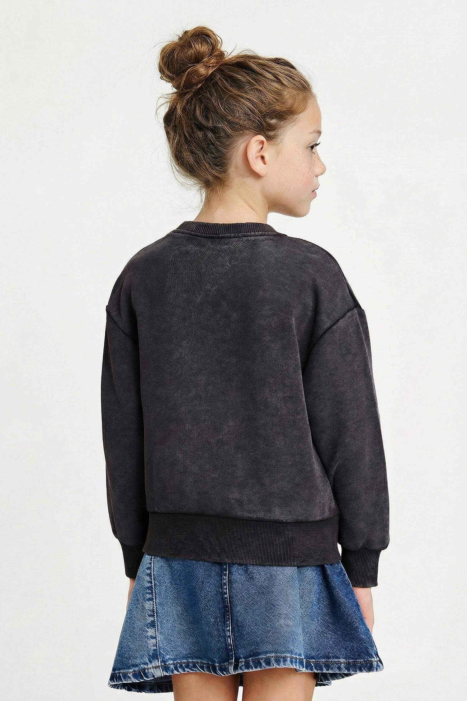 Kız Çocuk Hello Kitty Overshirt Fit Bisiklet Yaka Sweatshirt