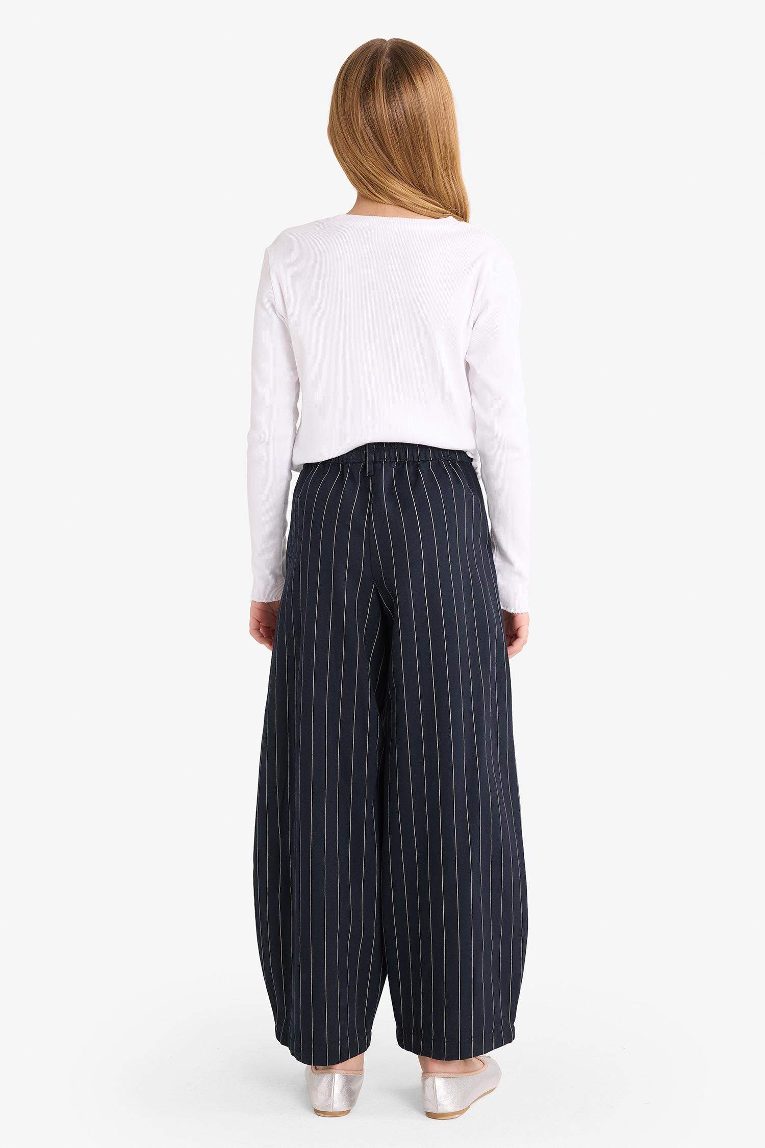 Girl Baggy Fit Charm Detailed Wide Leg Gabardine Trousers