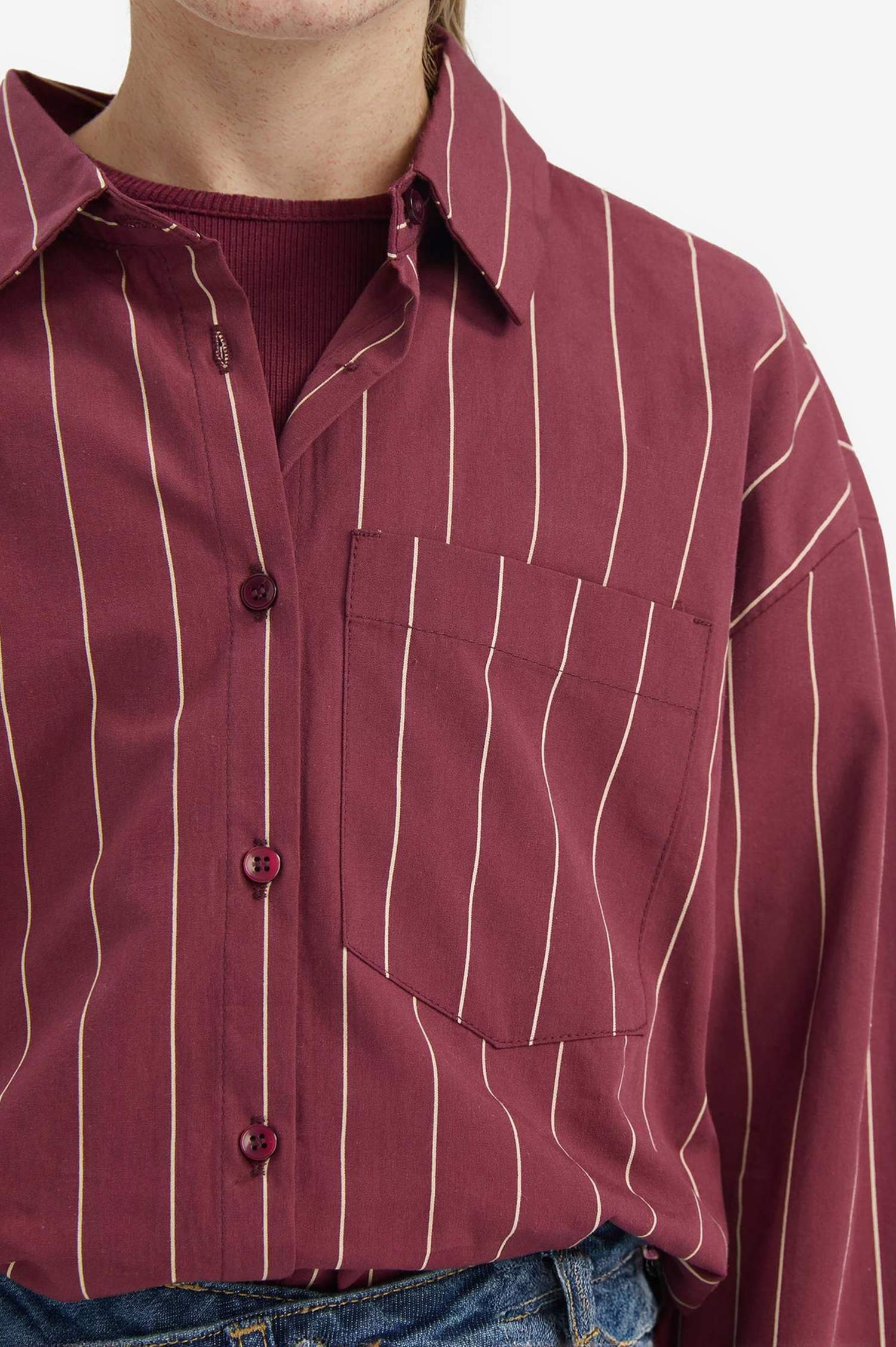 طقم قميص بنات كم طويل بوبلين و تيشيرت قصة عادية - قطعتين