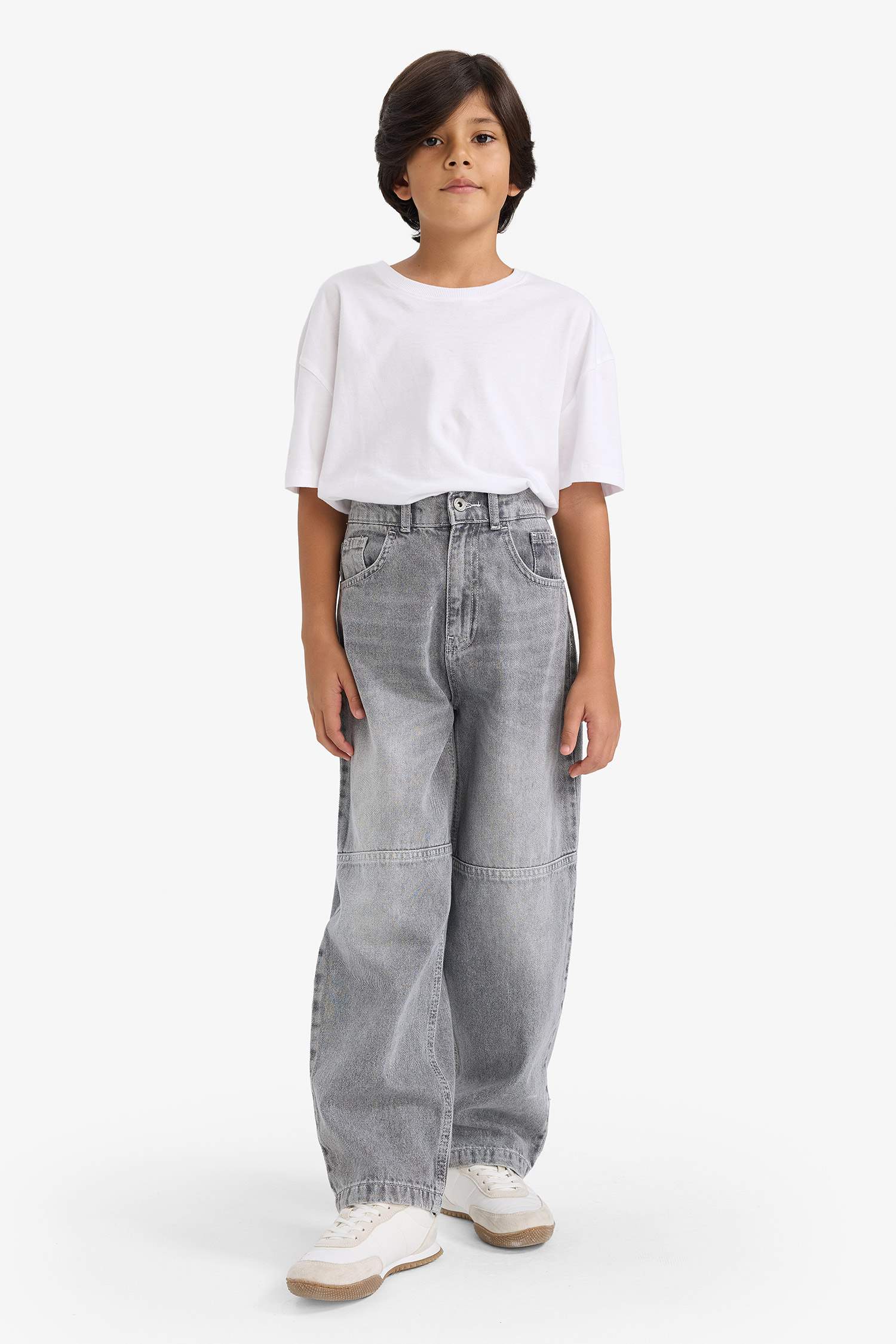 Erkek Çocuk Barrel Fit Düz Paça Jean Pantolon