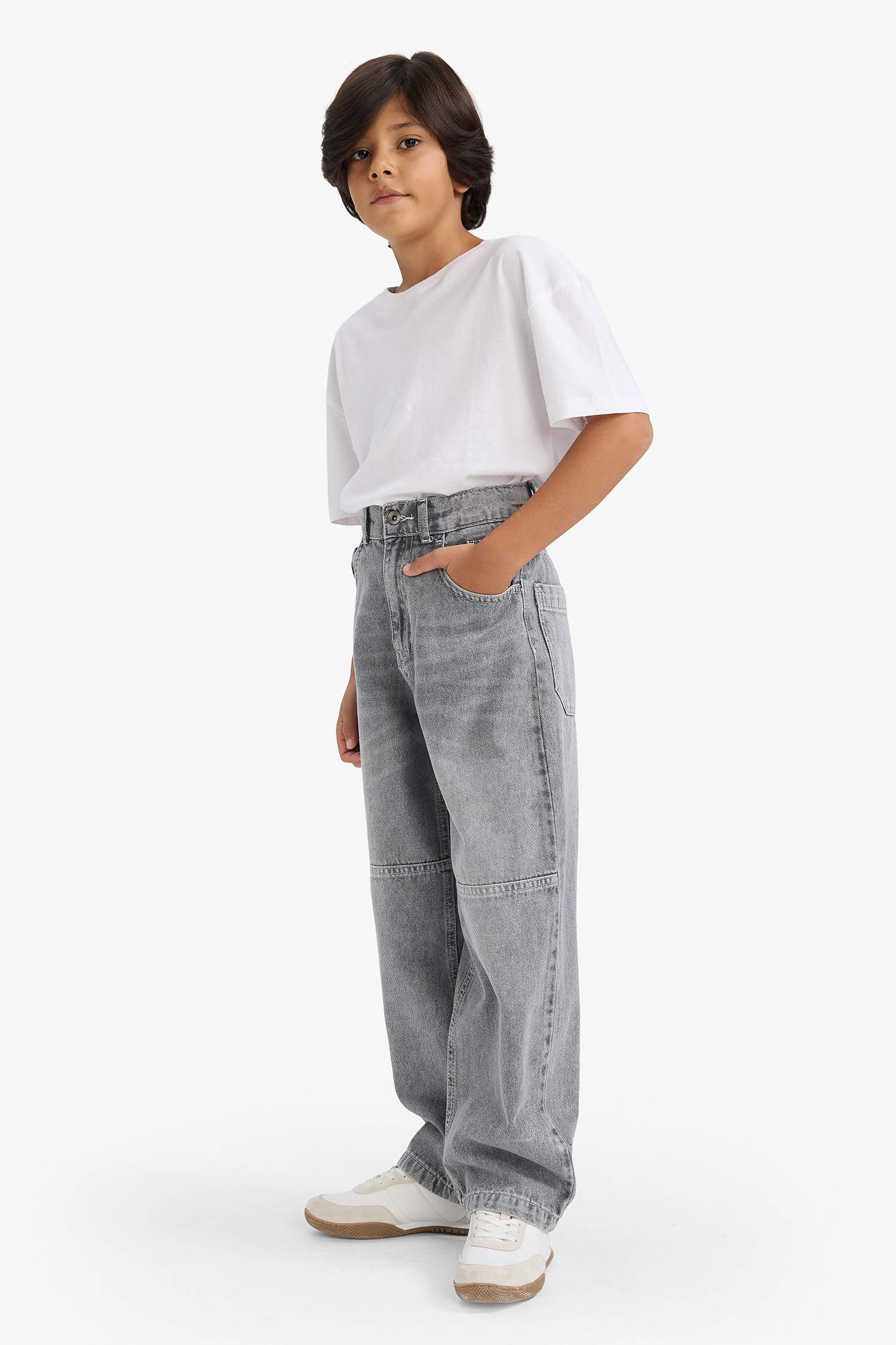 Erkek Çocuk Barrel Fit Düz Paça Jean Pantolon