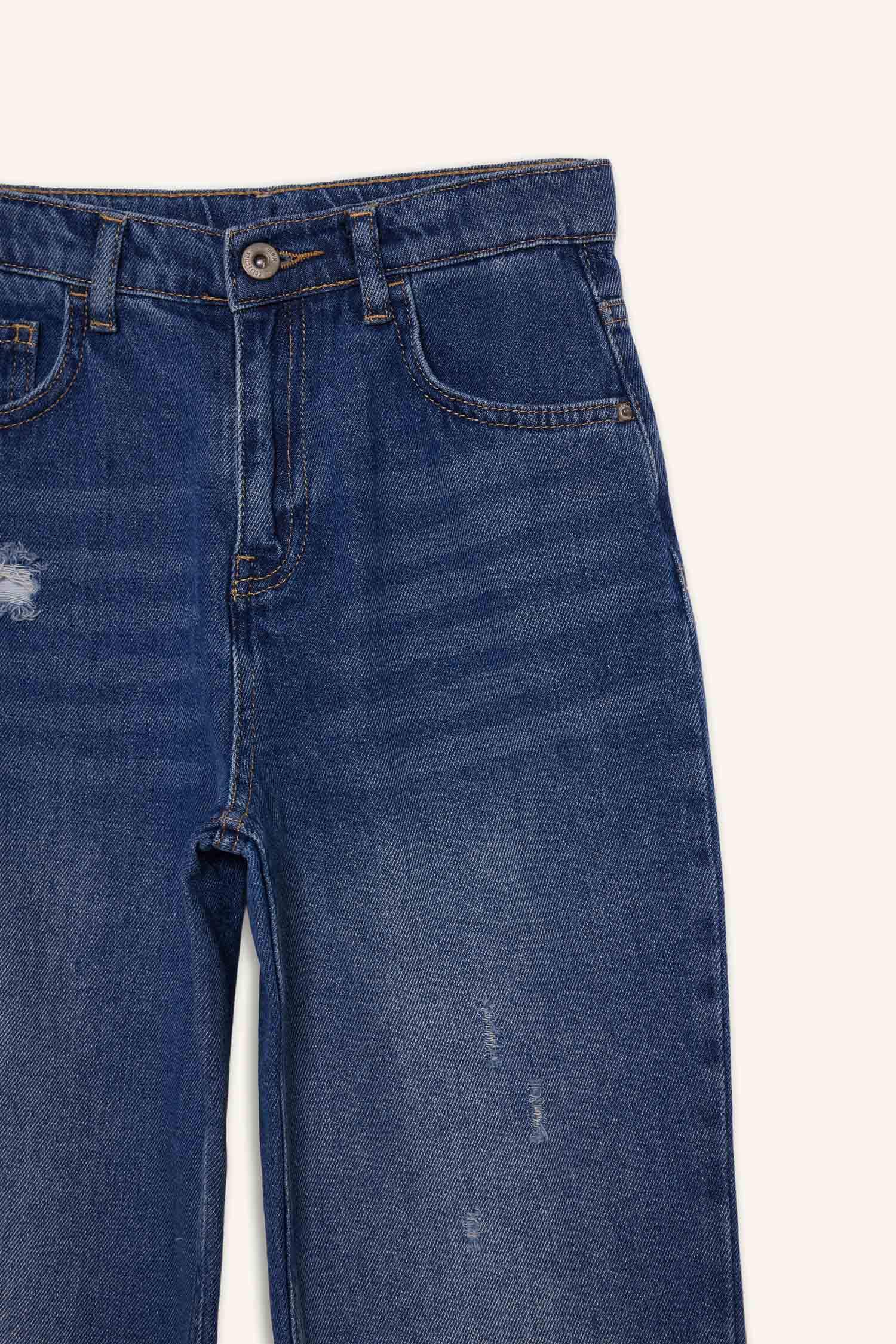 Boy Loose Fit Straight Leg Ripped Detail Jeans