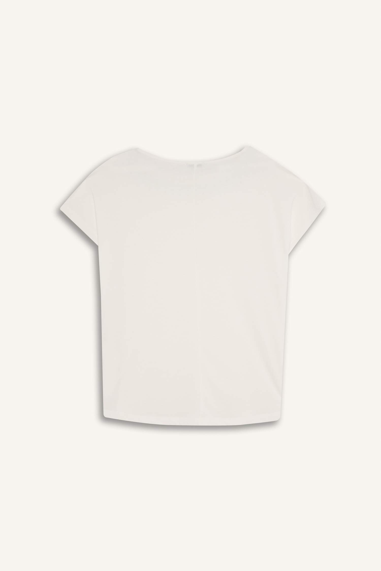 Kayık Yaka Taş Baskılı Kısa Kollu Tişört