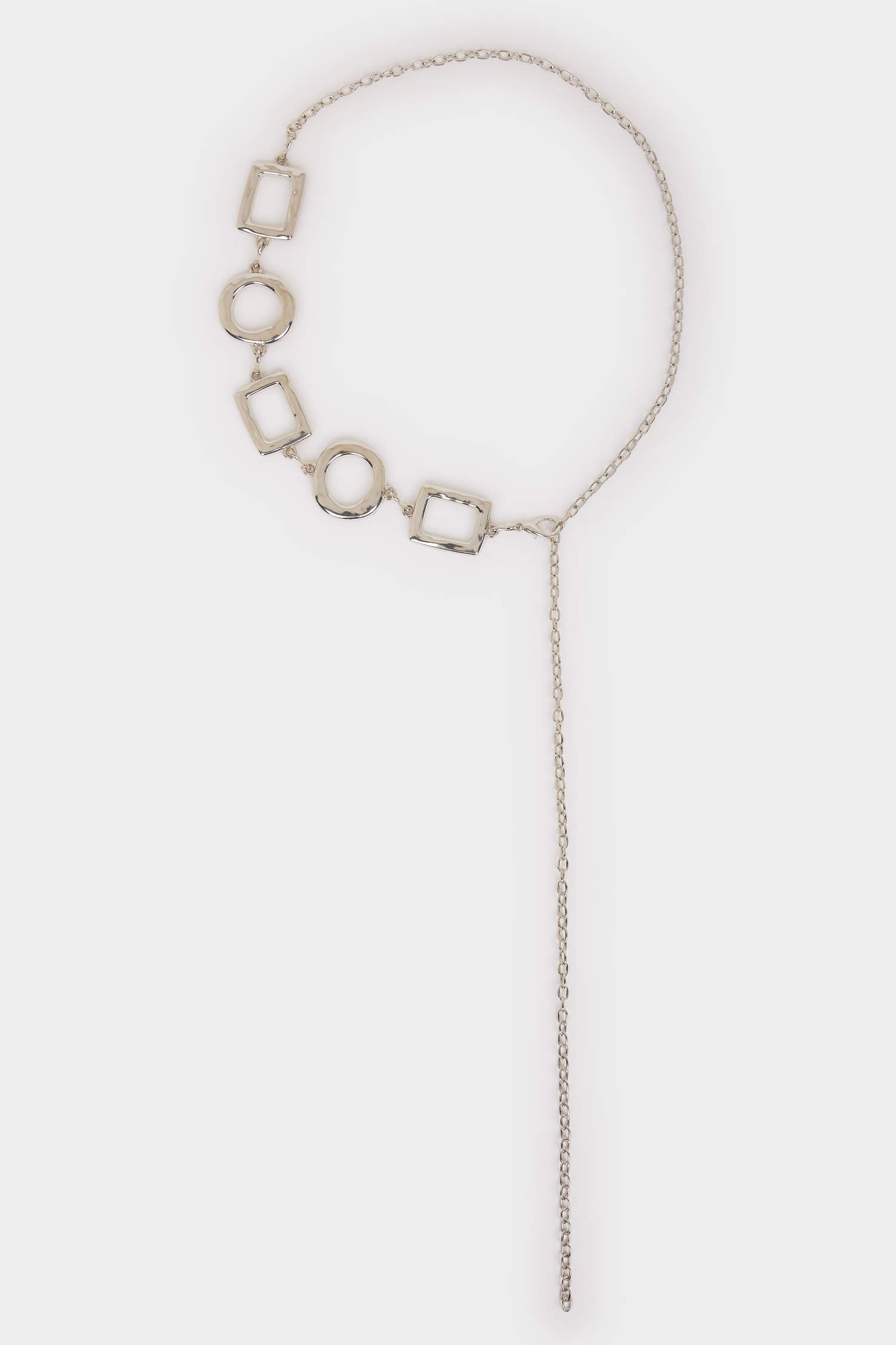 Kadın Silver Kare-Yuvarlak Detaylı Metal Kemer