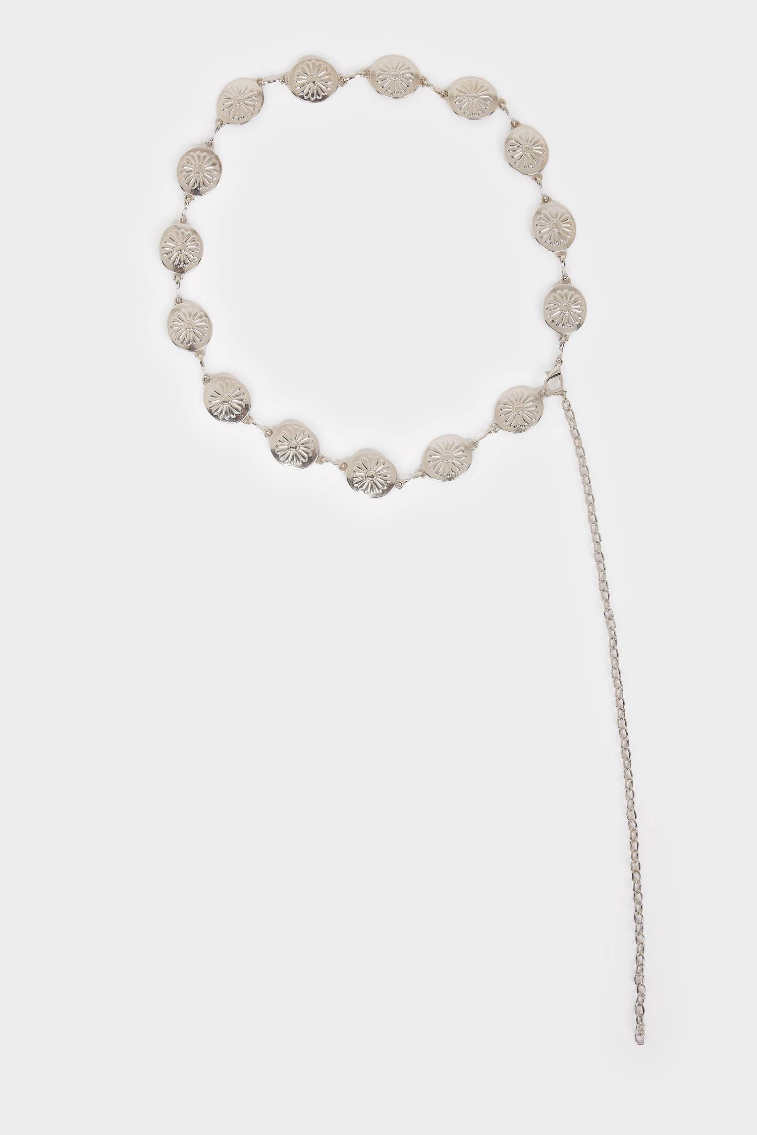 Kadın Silver Çiçek Temalı Metal Kemer