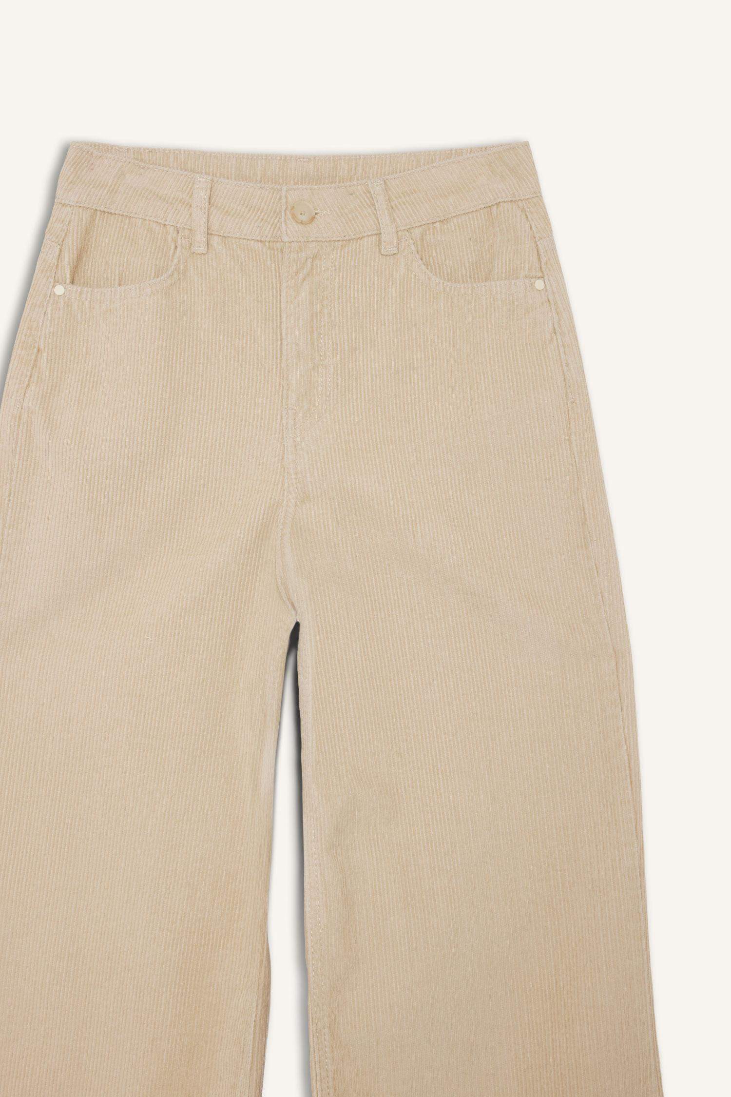 Wide Leg Çift Cepli Yüksek Bel Geniş Paça Kadife Pantolon