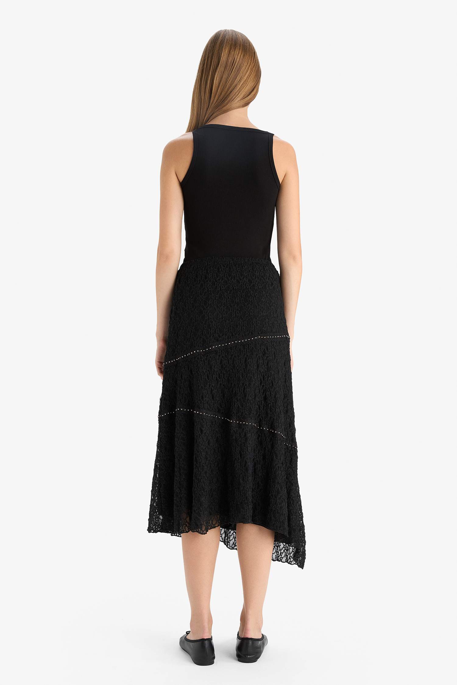 A Cut Lace Normal Waist Mini Knitted Skirt