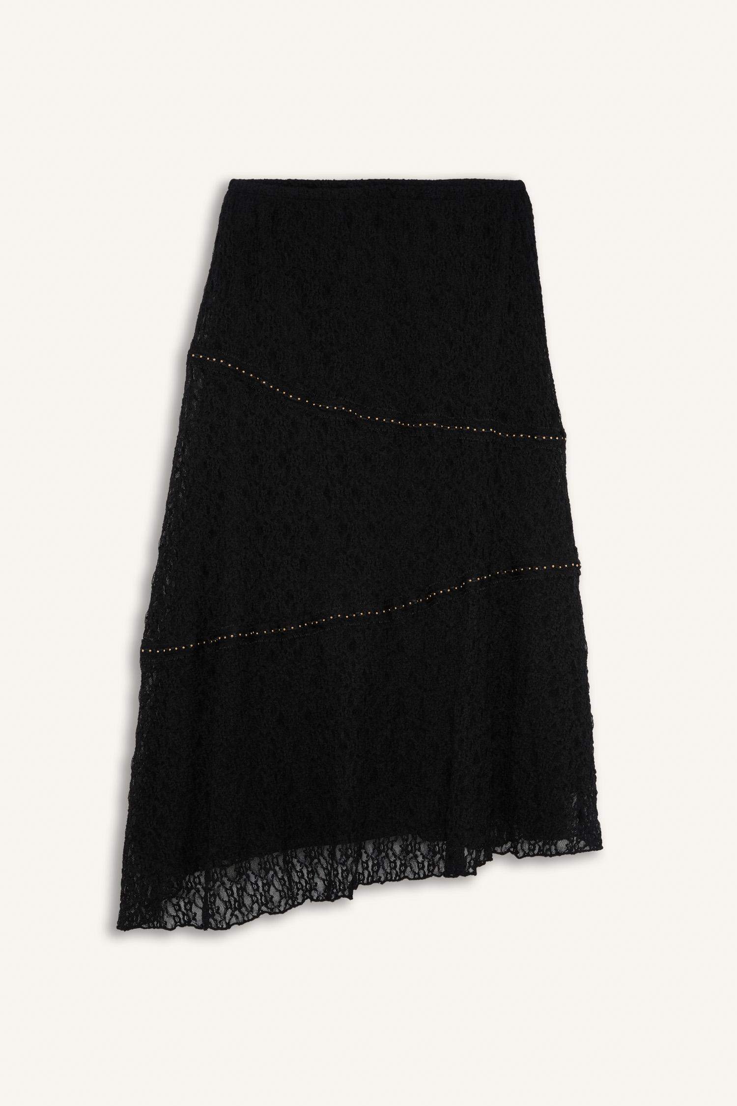 A Cut Lace Normal Waist Mini Knitted Skirt