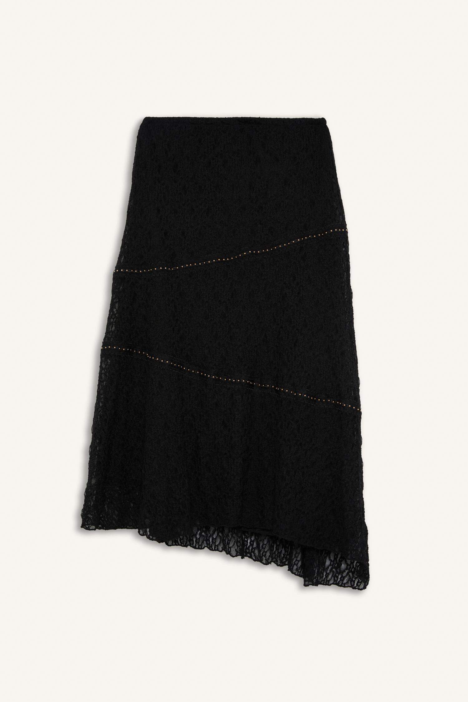 A Cut Lace Normal Waist Mini Knitted Skirt