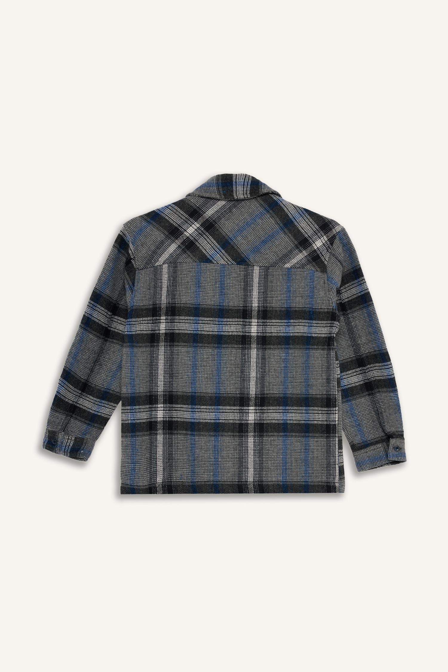 Erkek Çocuk Polo Yaka Ekose Desenli Fermuarlı Flanel Ceket