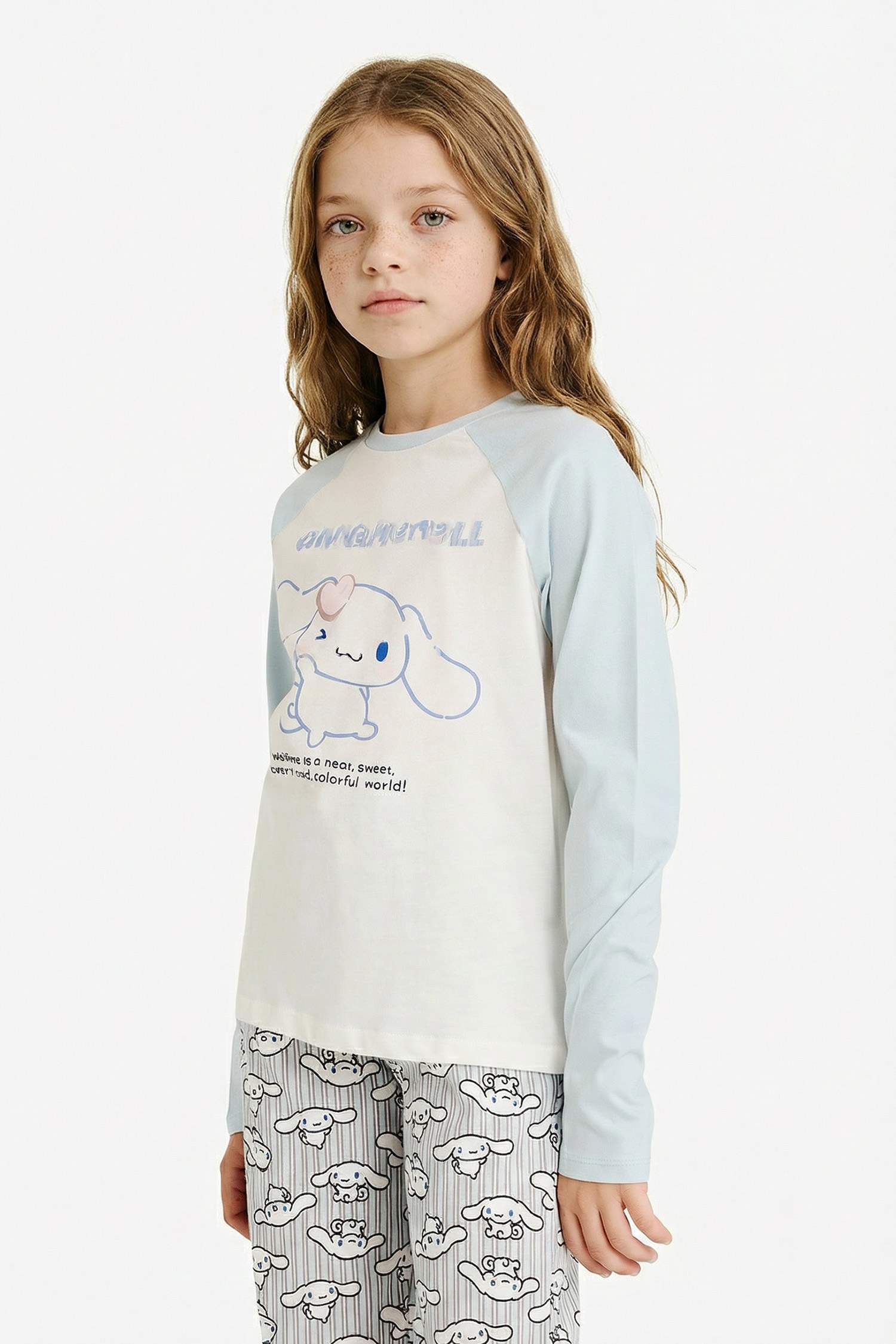 Kız Çocuk Hello Kitty Pijama Takımı Uzun Kollu Üst Uzun Alt