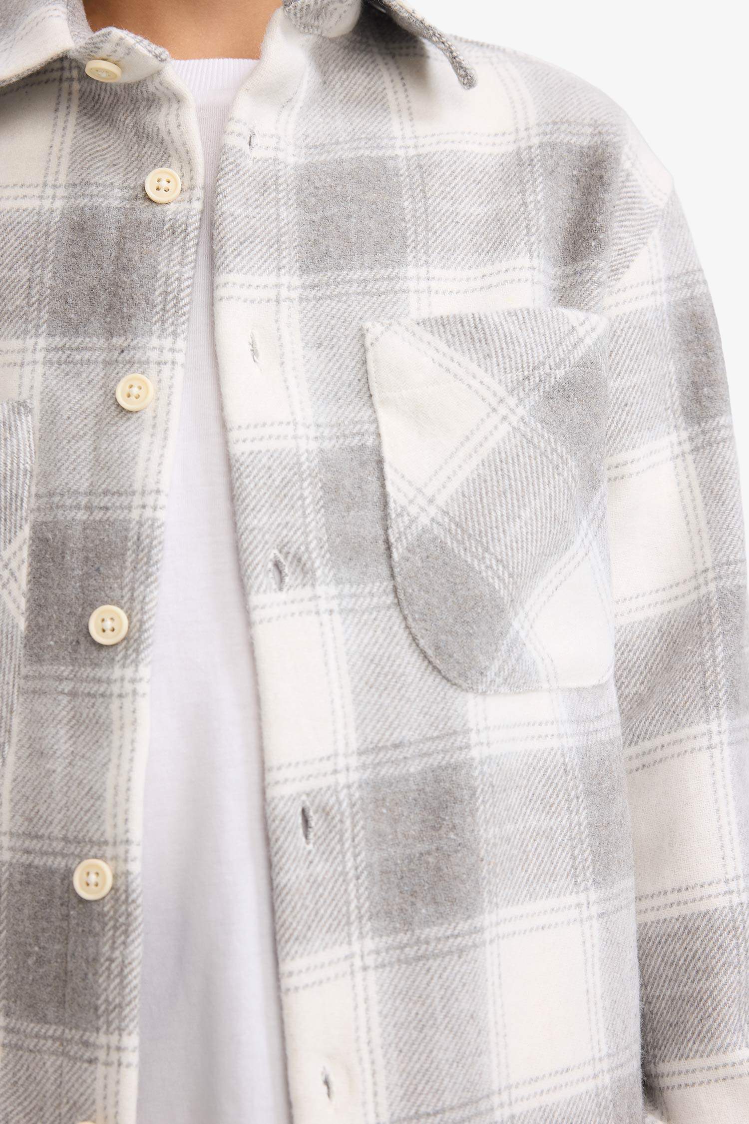 قميص كاروهات ردن طويل اوفر سايز بياخة بولو