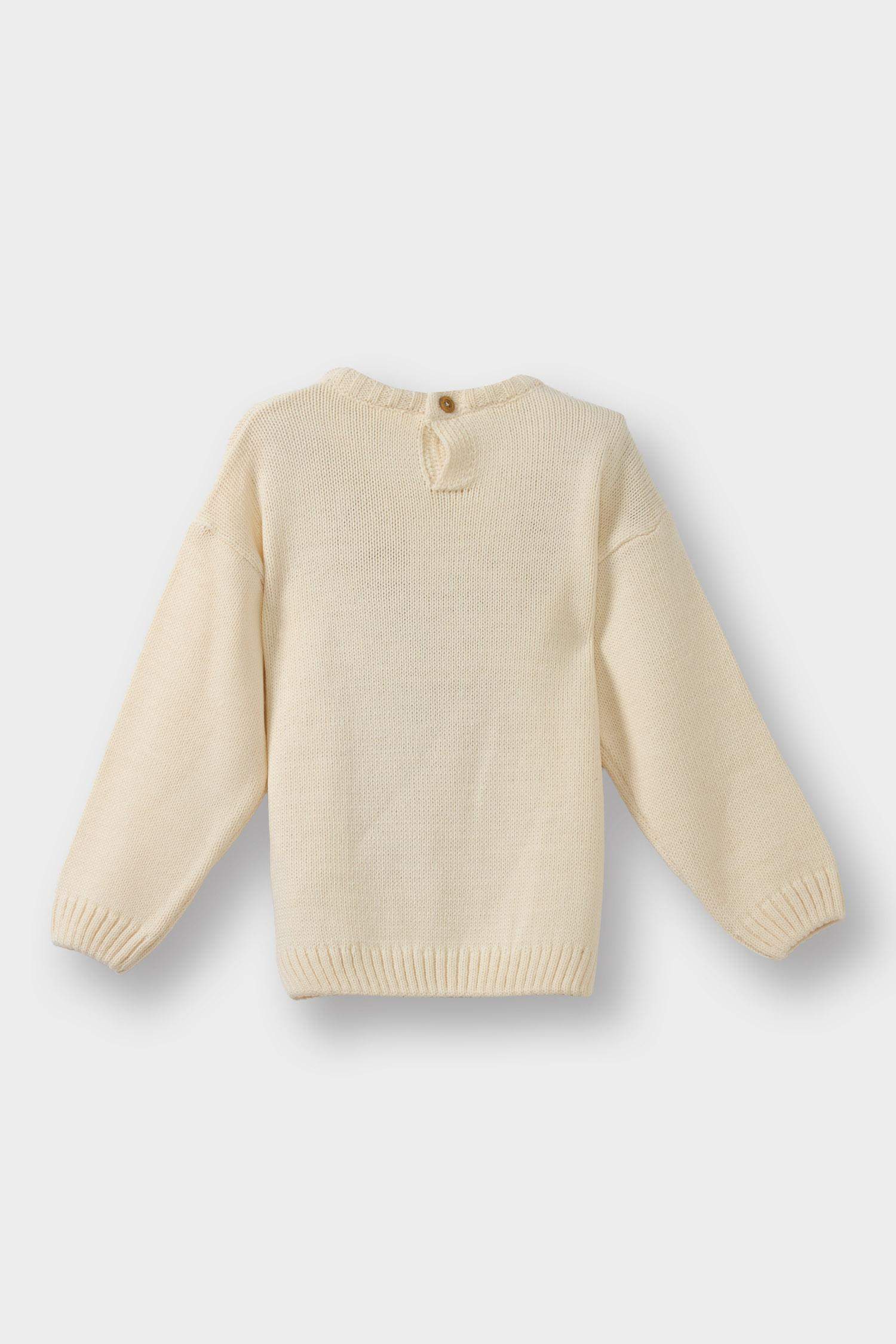 Kız Bebek Büyük Yaka Ayı Baskılı Triko Kazak