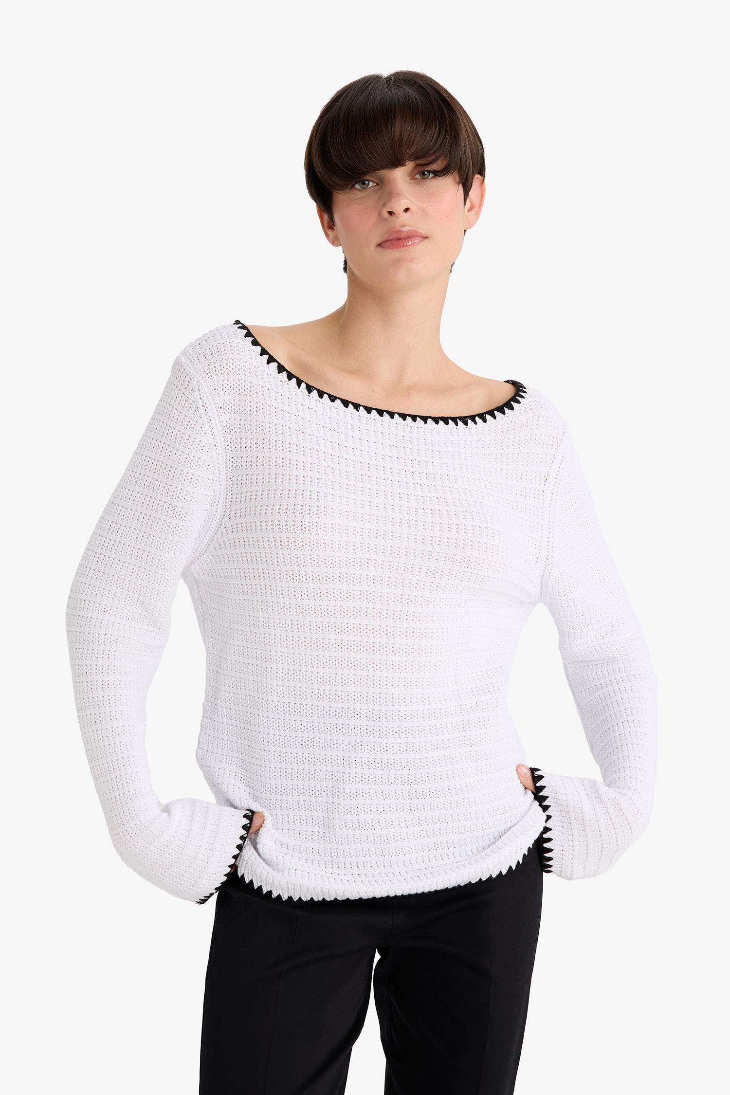 Regular Fit Boat Collar Knitwear Pullover