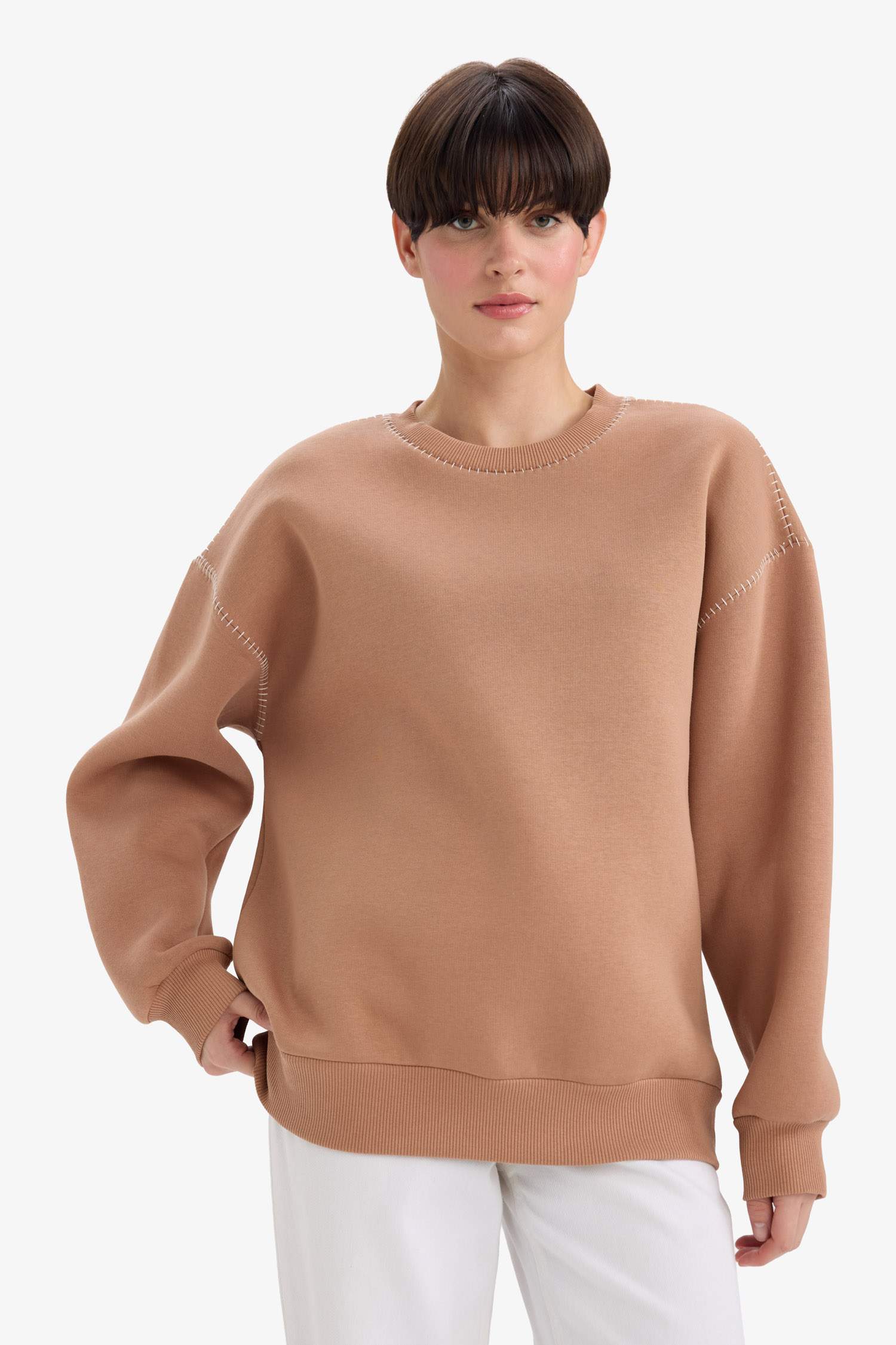 Overshirt Fit Bisiklet Yaka Sweatshirt