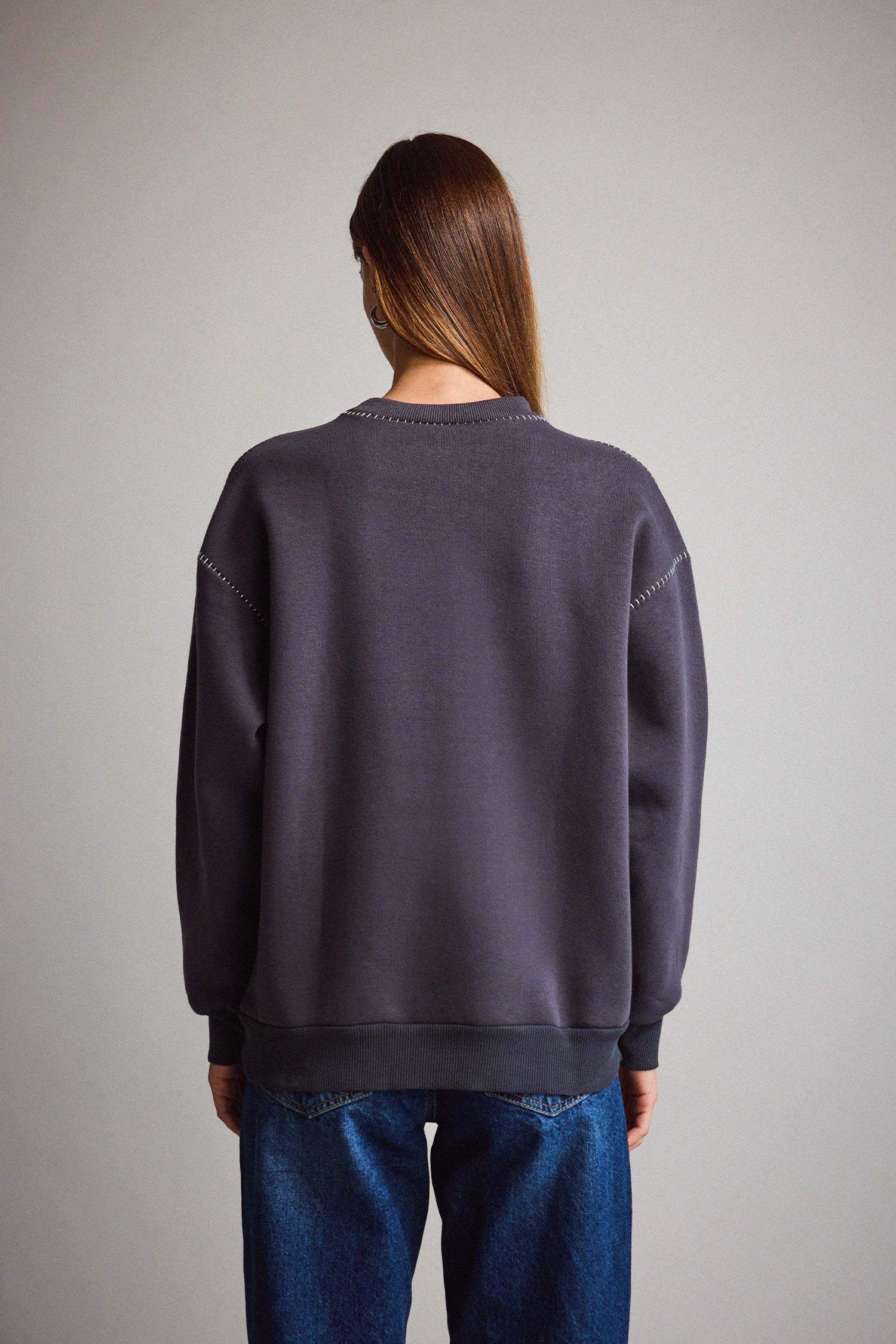 Overshirt Fit Bisiklet Yaka Sweatshirt