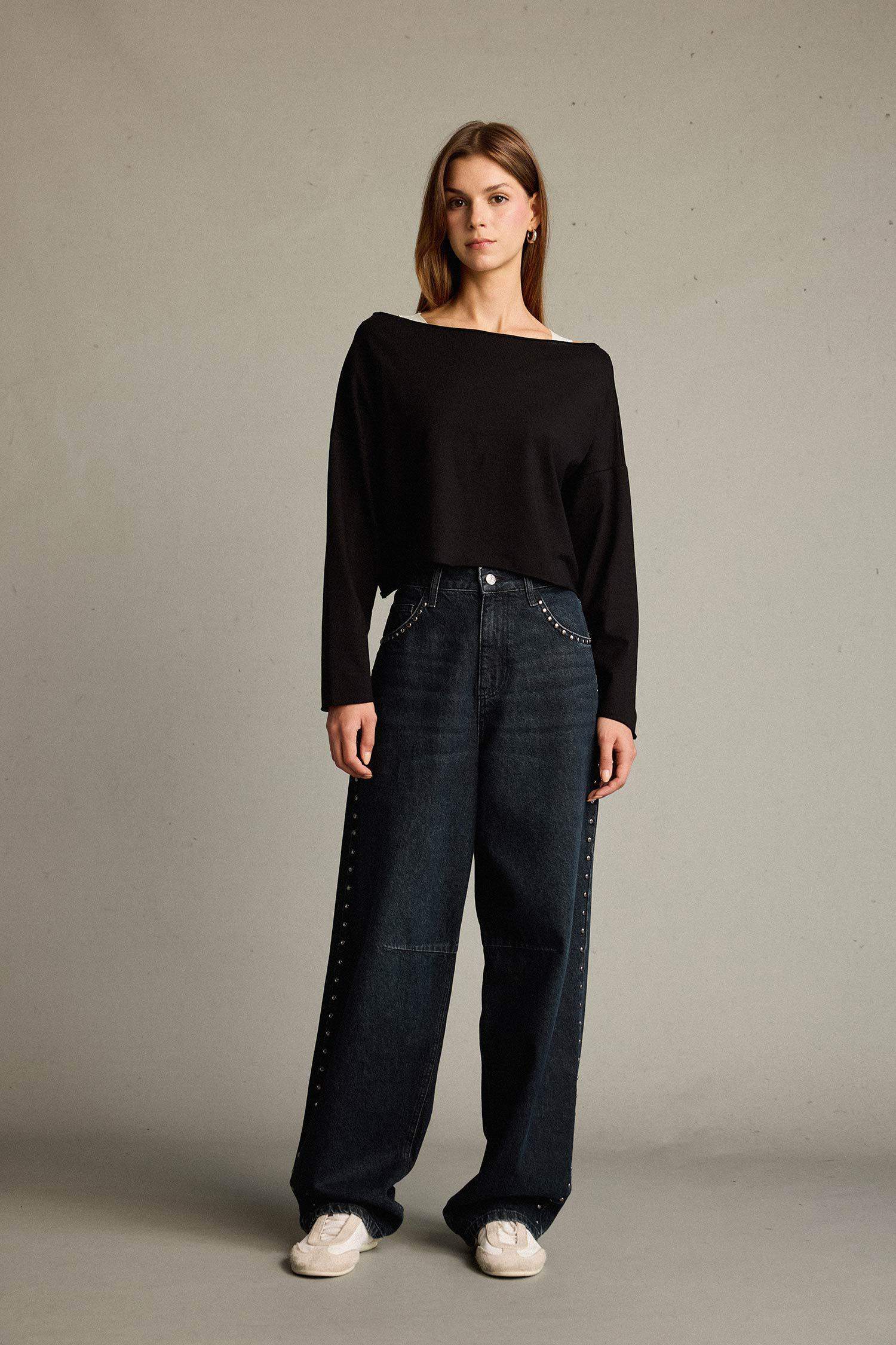 Regular Fit Kayık Yaka Modal Sweatshirt