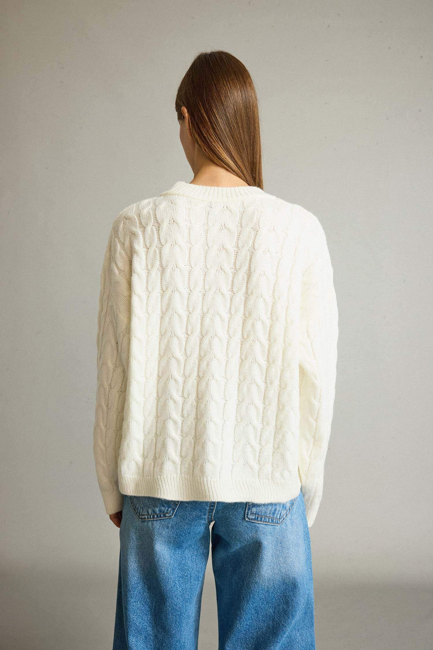 Bisiklet Yaka Çiçekli Triko Kazak