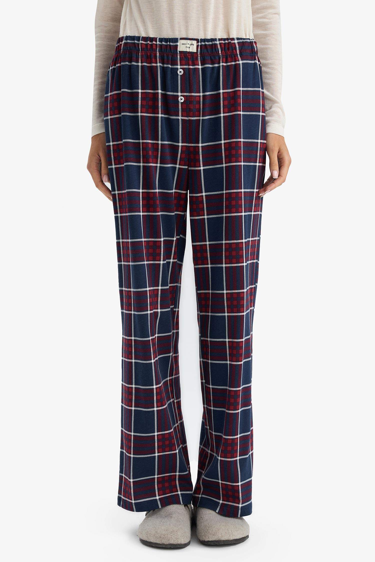 Regular Fit Kareli Pijama Altı-Fall in Love