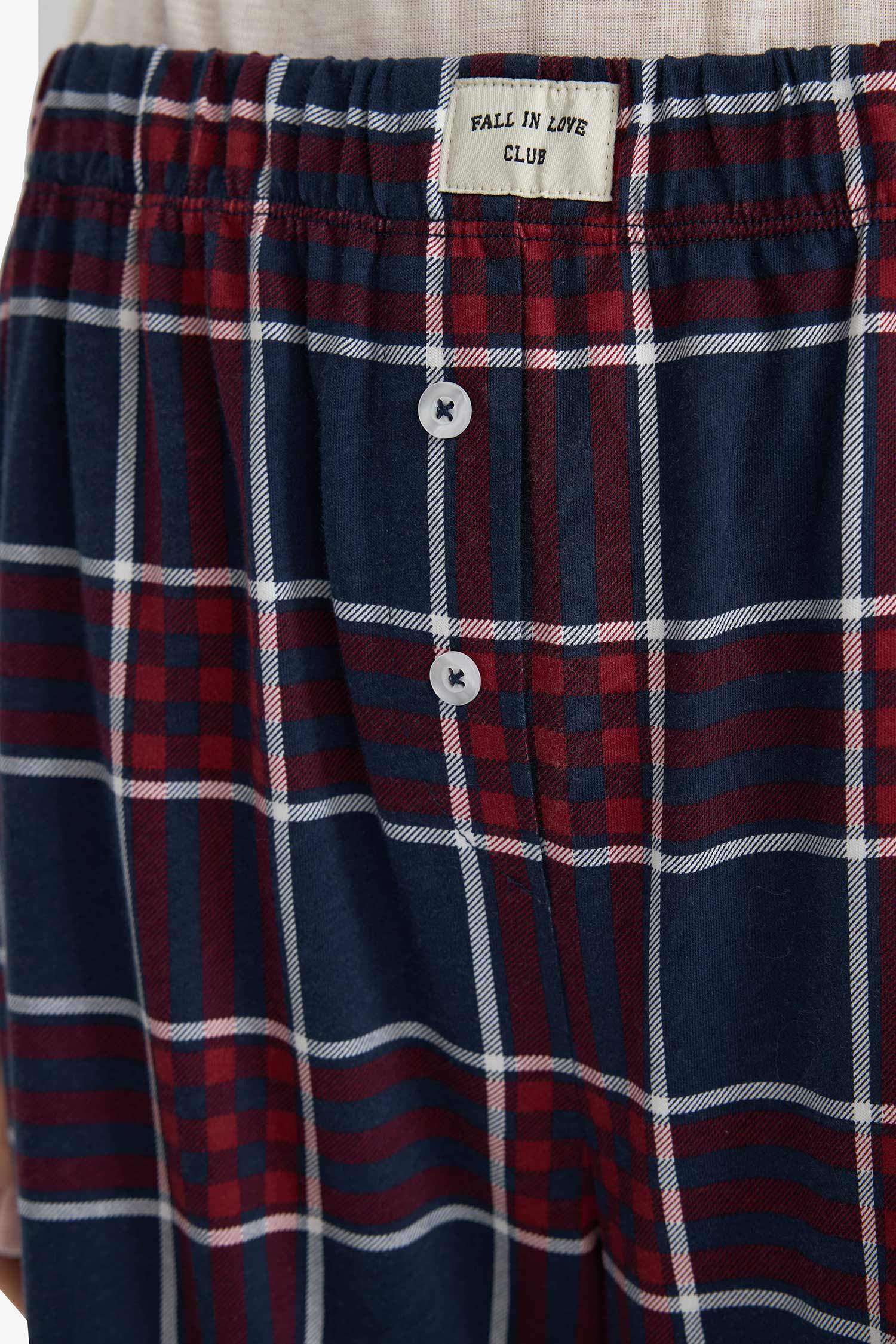 Regular Fit Kareli Pijama Altı-Fall in Love