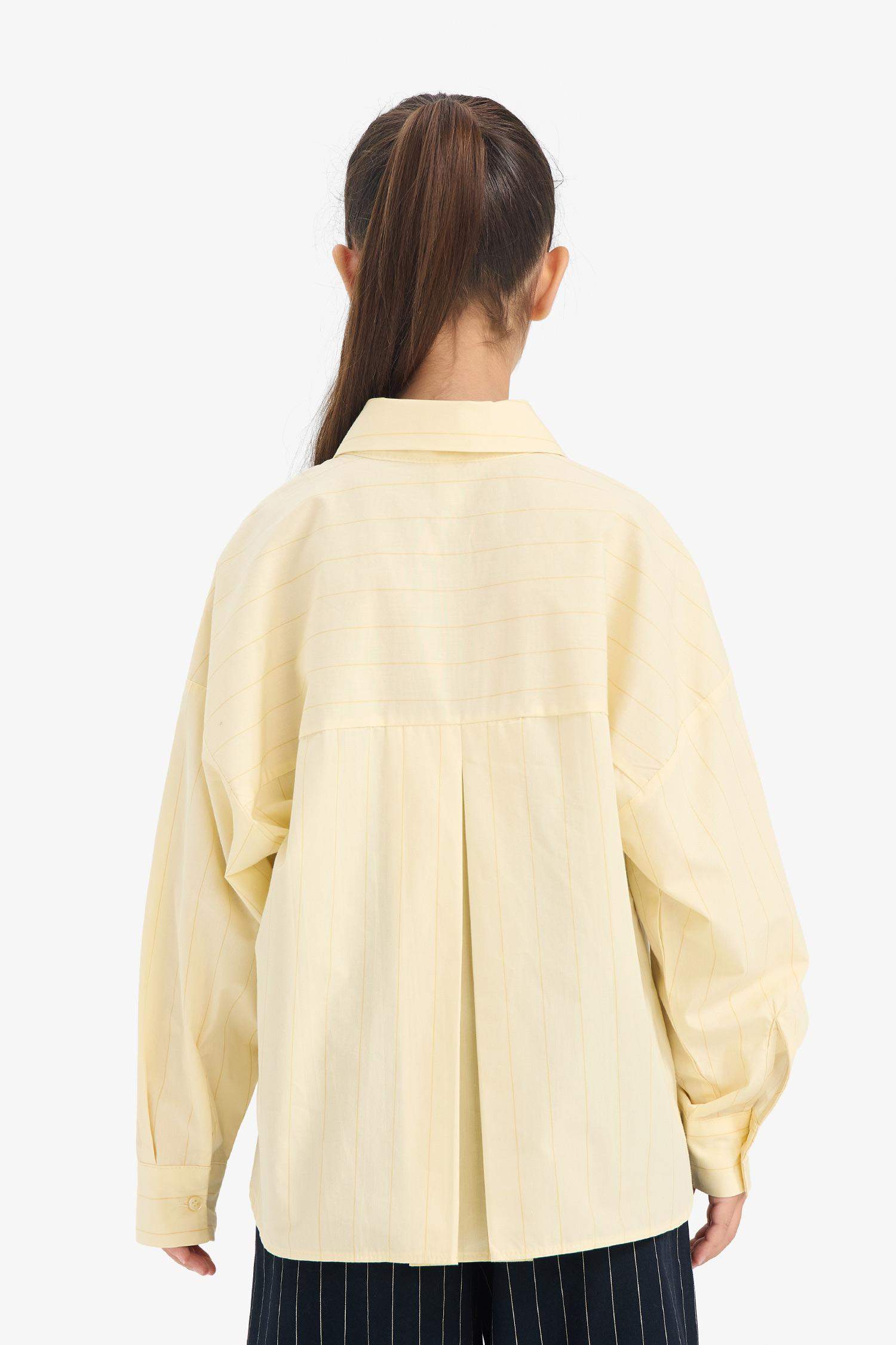 قميص بناتي ردن طويل بوبلين قصة عادية