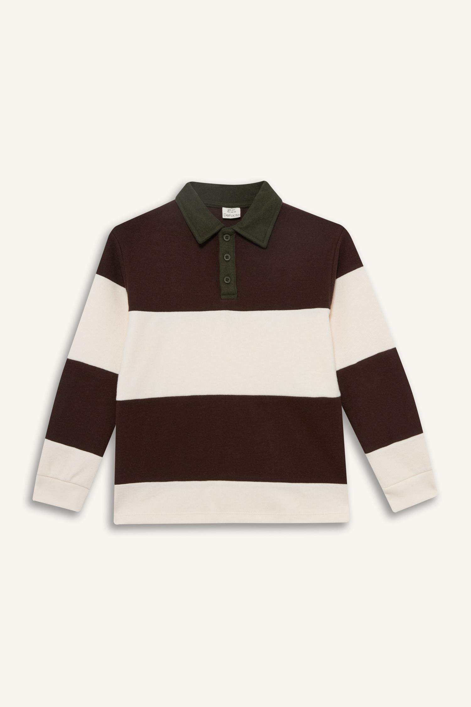 Boy Polo Neck Color Block Sweatshirt
