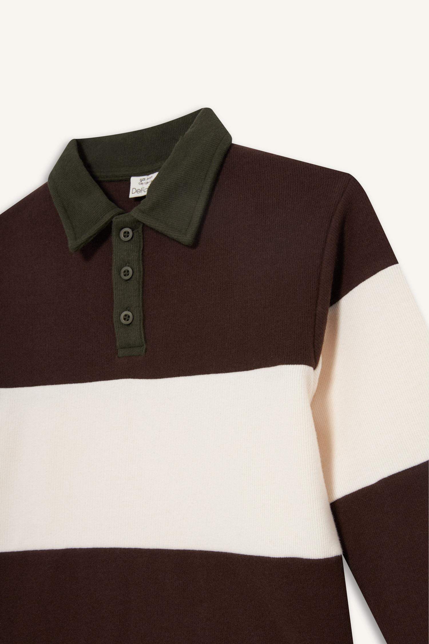 Boy Polo Neck Color Block Sweatshirt