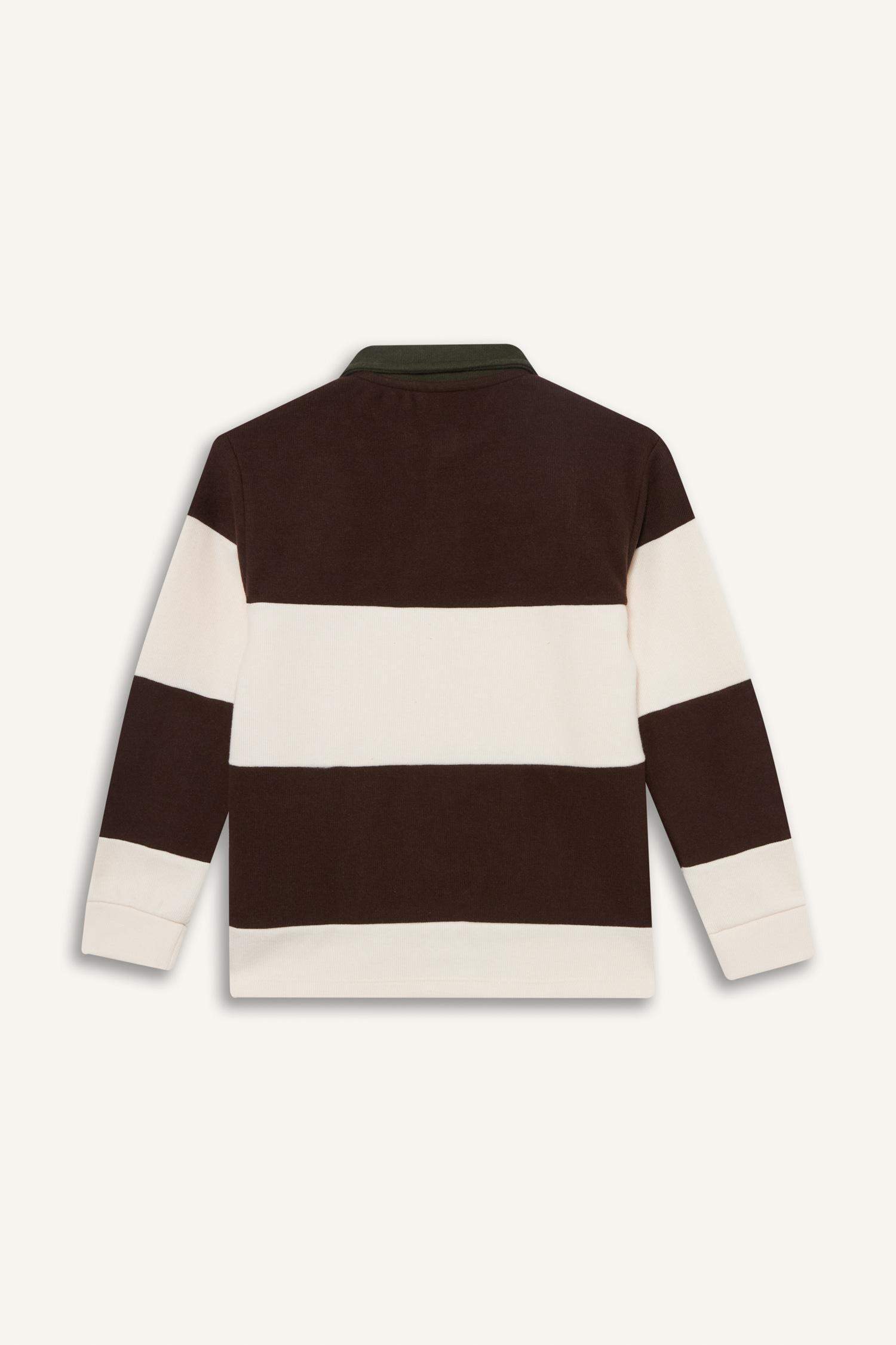 Boy Polo Neck Color Block Sweatshirt