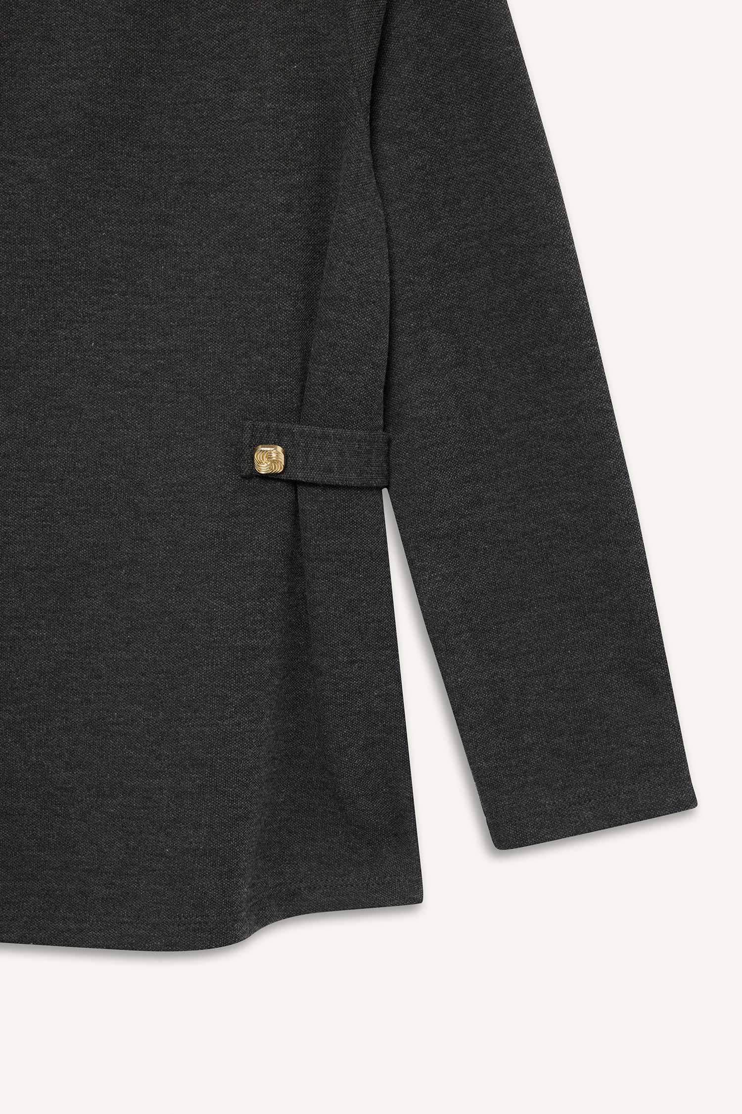 Regular Fit Kayık Yaka Pike Uzun Kollu Tişört