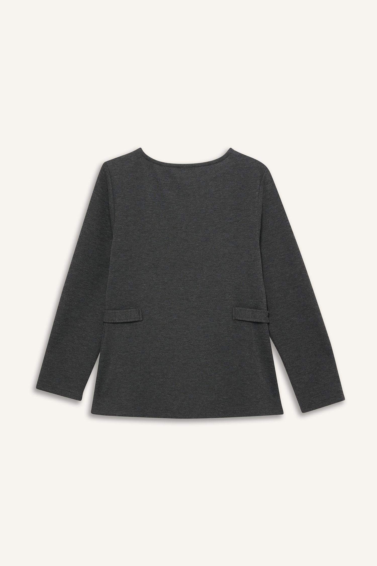 Regular Fit Kayık Yaka Pike Uzun Kollu Tişört