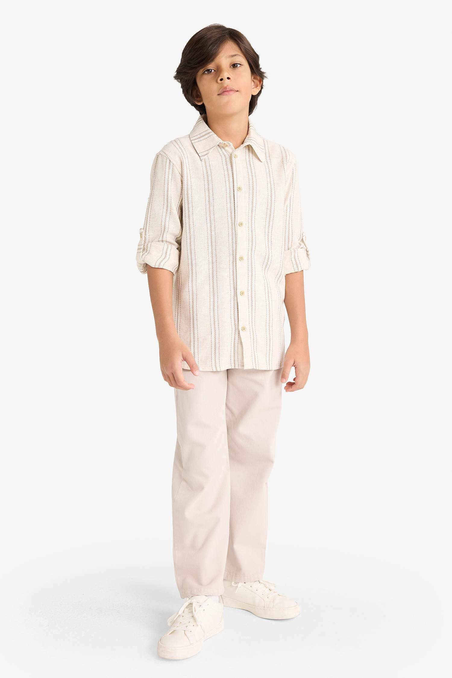 قميص مخطط ولادي ردن طويل قصة عادية بياخة بولو