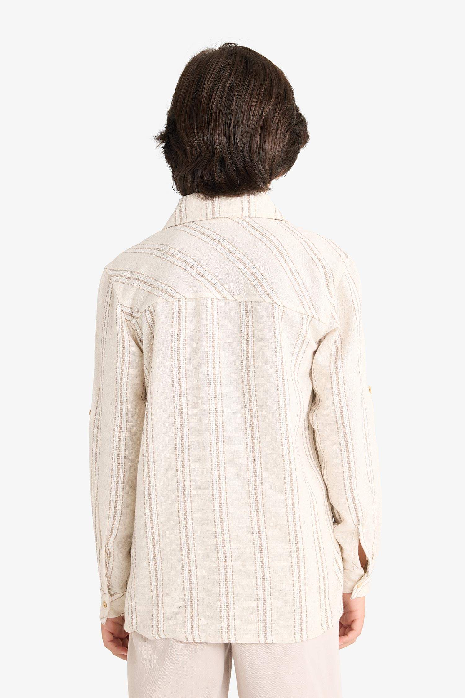 قميص مخطط ولادي ردن طويل قصة عادية بياخة بولو