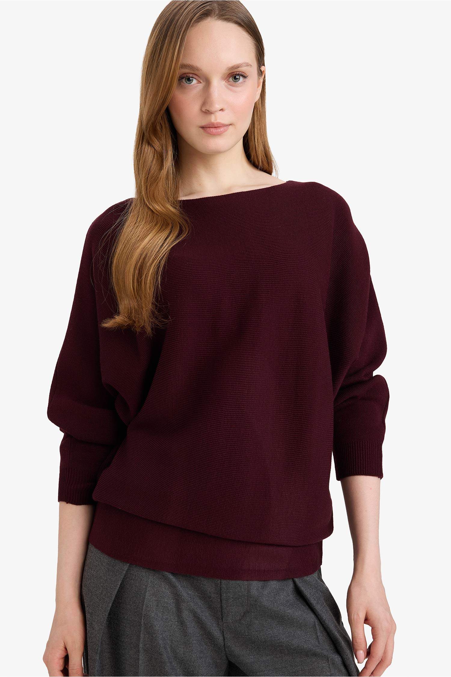 Kayık Yaka Triko Kazak