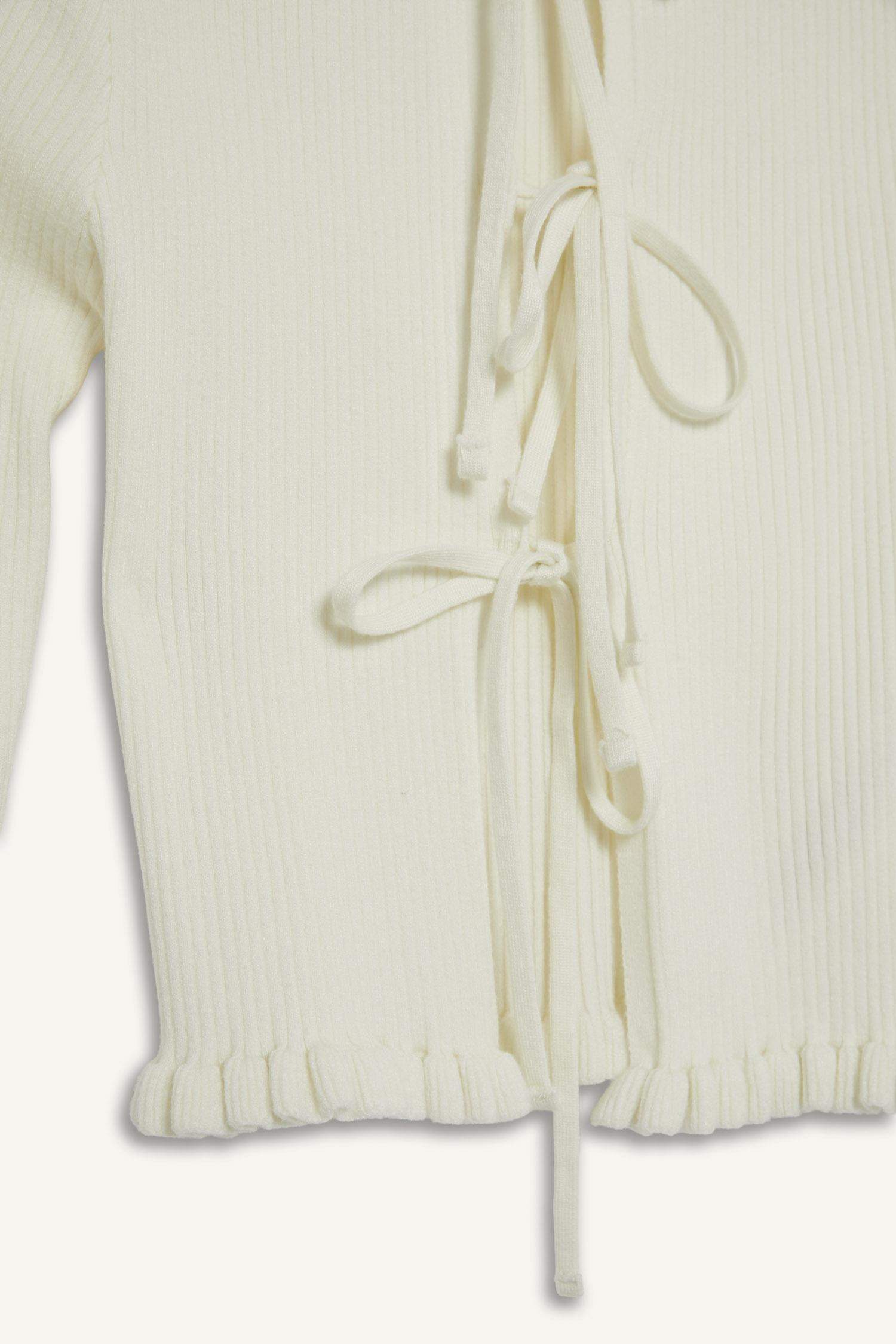 Slim Fit Crew Neck Tie Front Cardigan