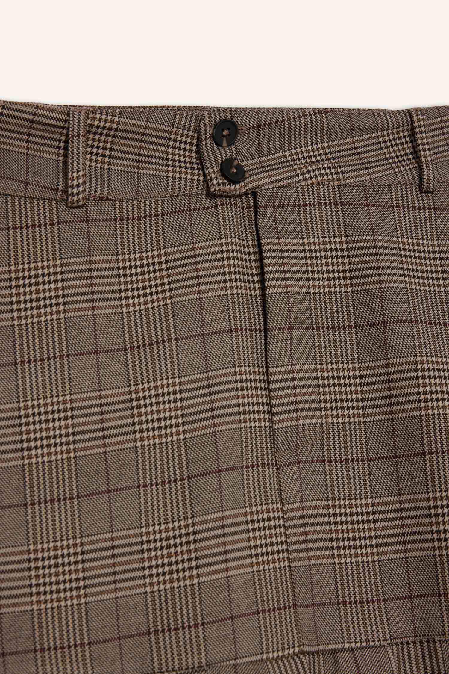 Pleat Plaid Normal Waist Mini Skirt