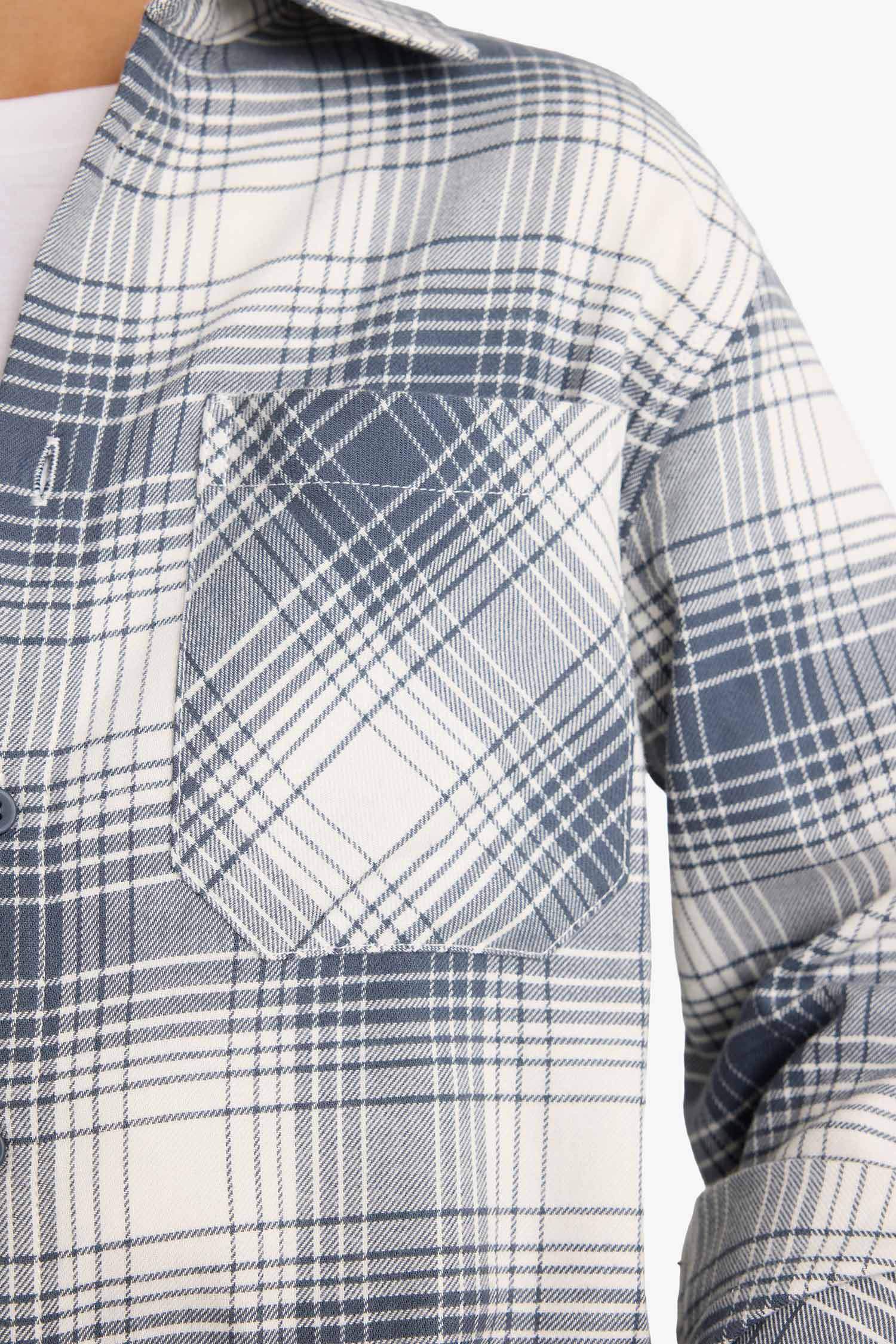 قميص كاروهات ولادي ردن طويل فلانيل اوفر سايز بياخة بولو