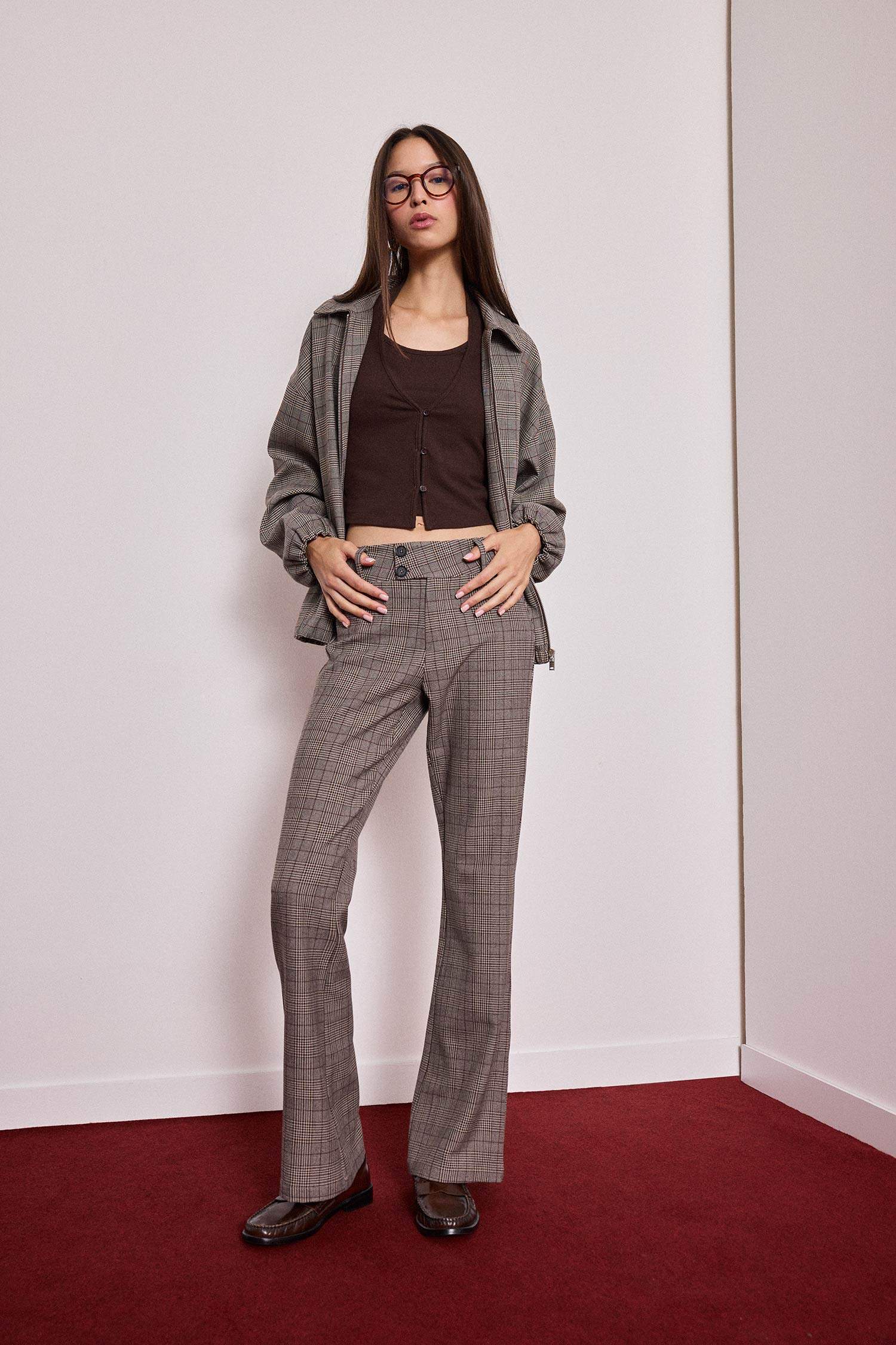 Flare Fit Fermuarlı Normal Bel Standart Boy Pantolon