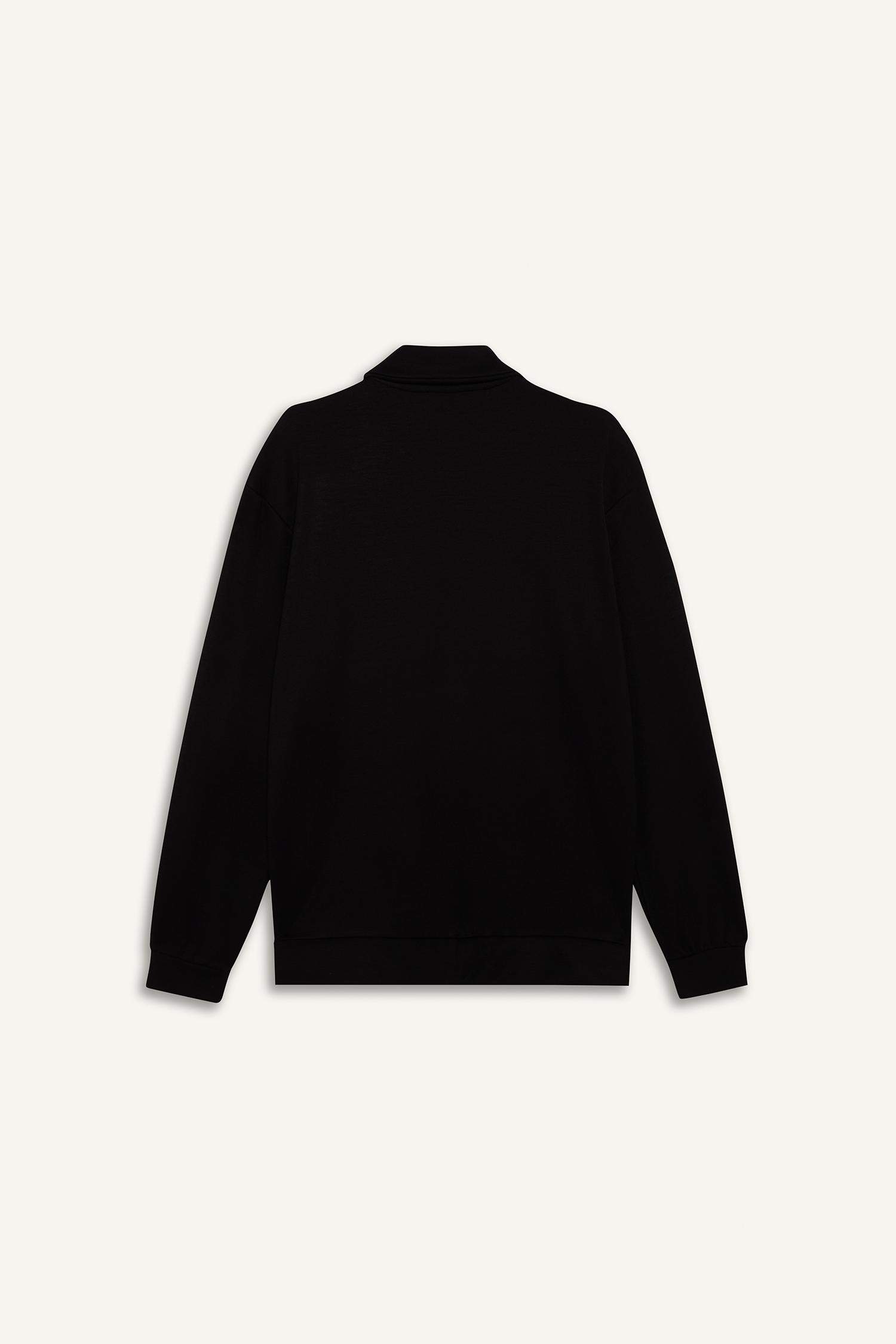 Standart Fit Polo Yaka Modal Sporcu Sweatshirt