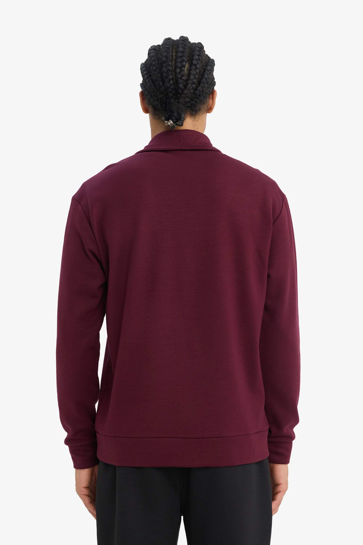 Standart Fit Polo Yaka Modal Sporcu Sweatshirt