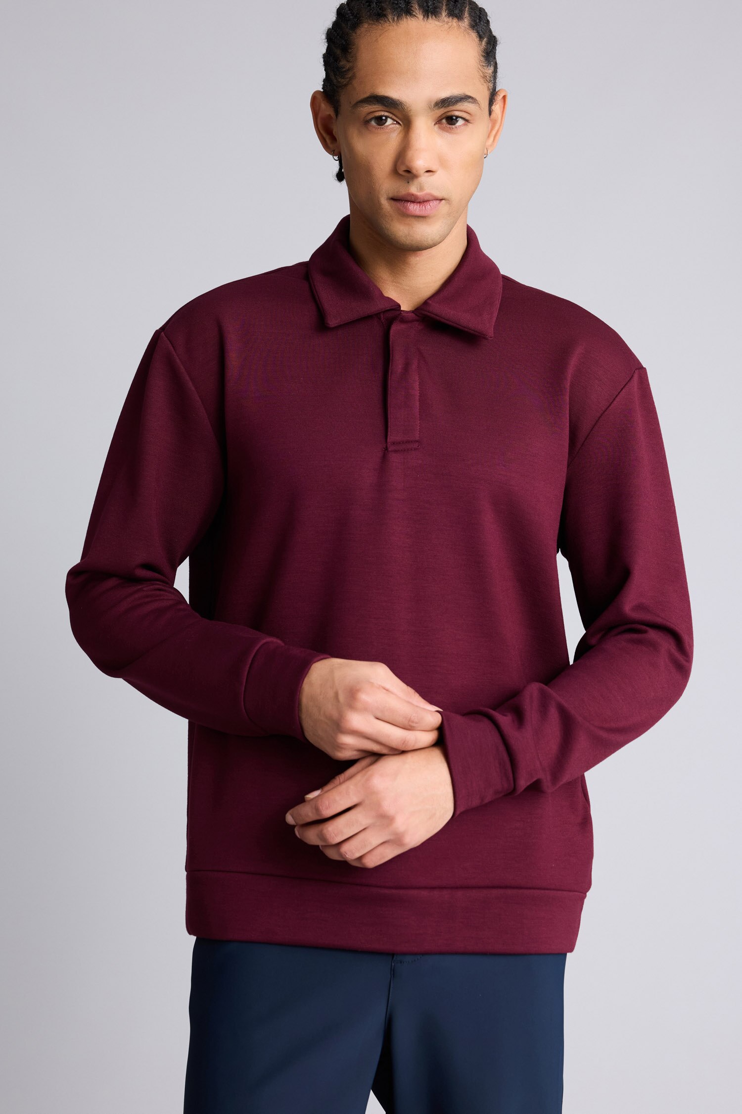 DeFacto Standart Fit Polo Yaka Modal Sporcu Sweatshirt görsel 6