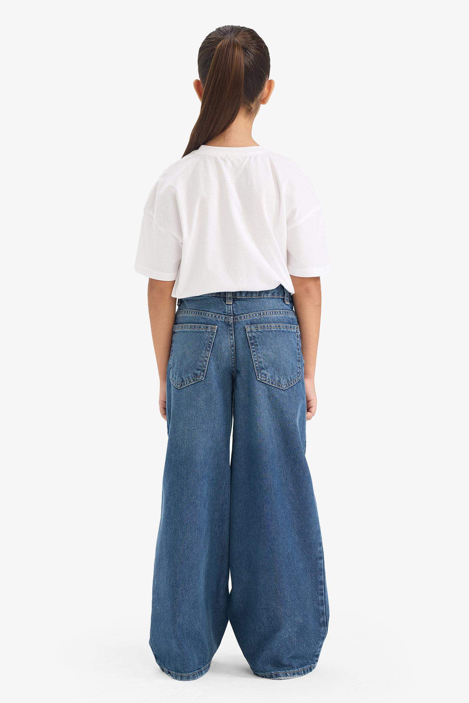 Kız Çocuk Wide Leg Geniş Paça Jean Pantolon