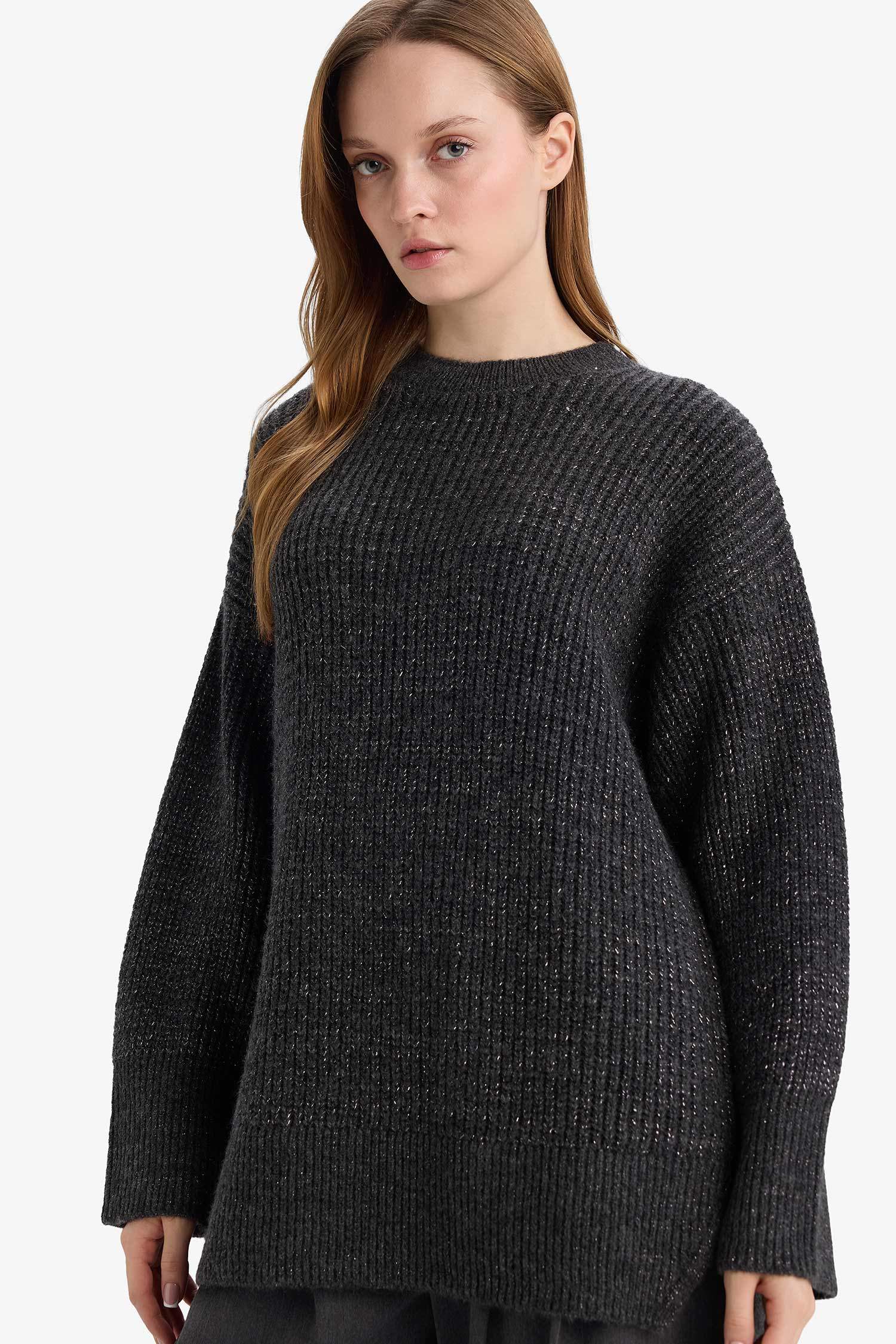 بلوز صوف تريكو طويل قصة فضفاضة