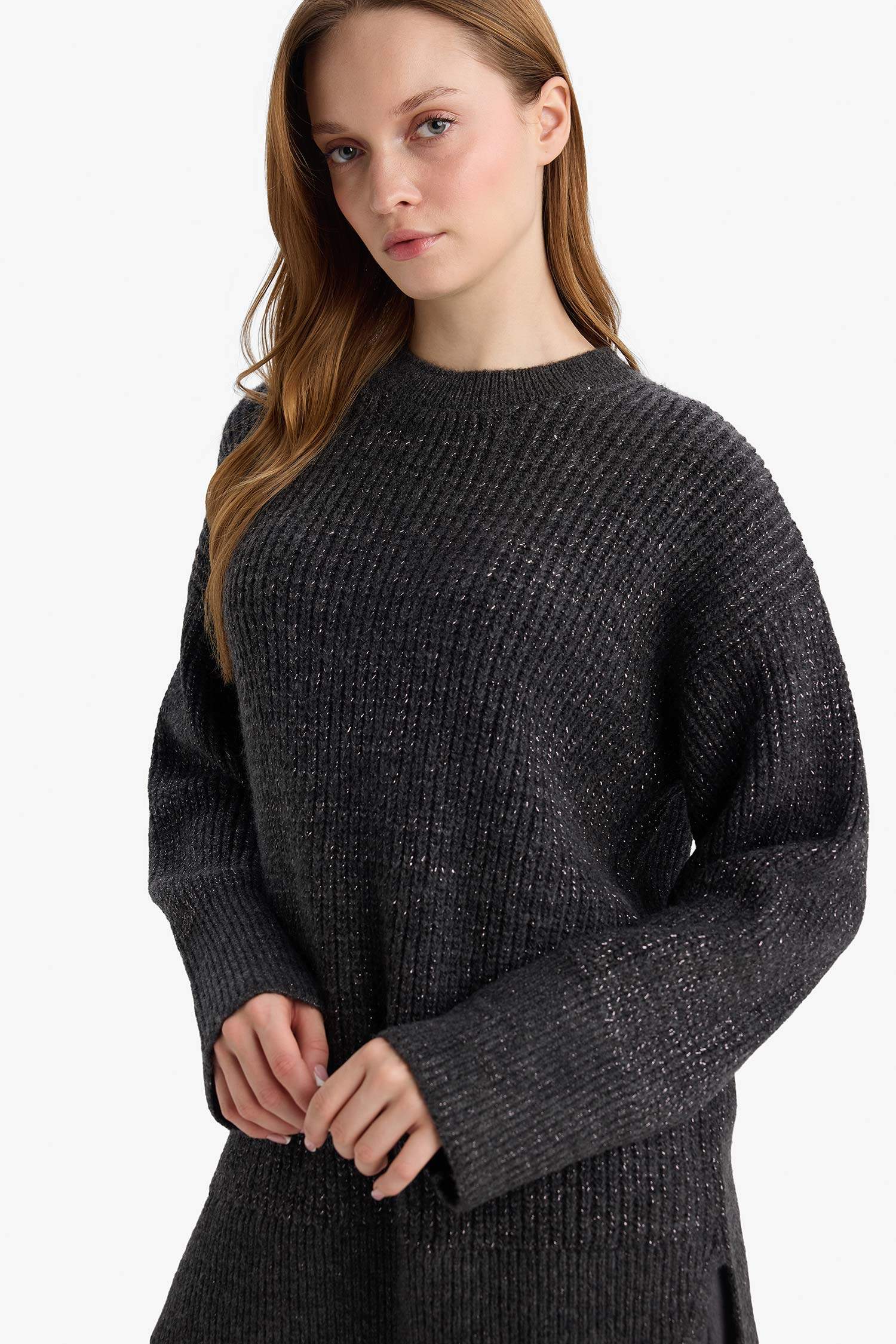 بلوز صوف تريكو طويل قصة فضفاضة