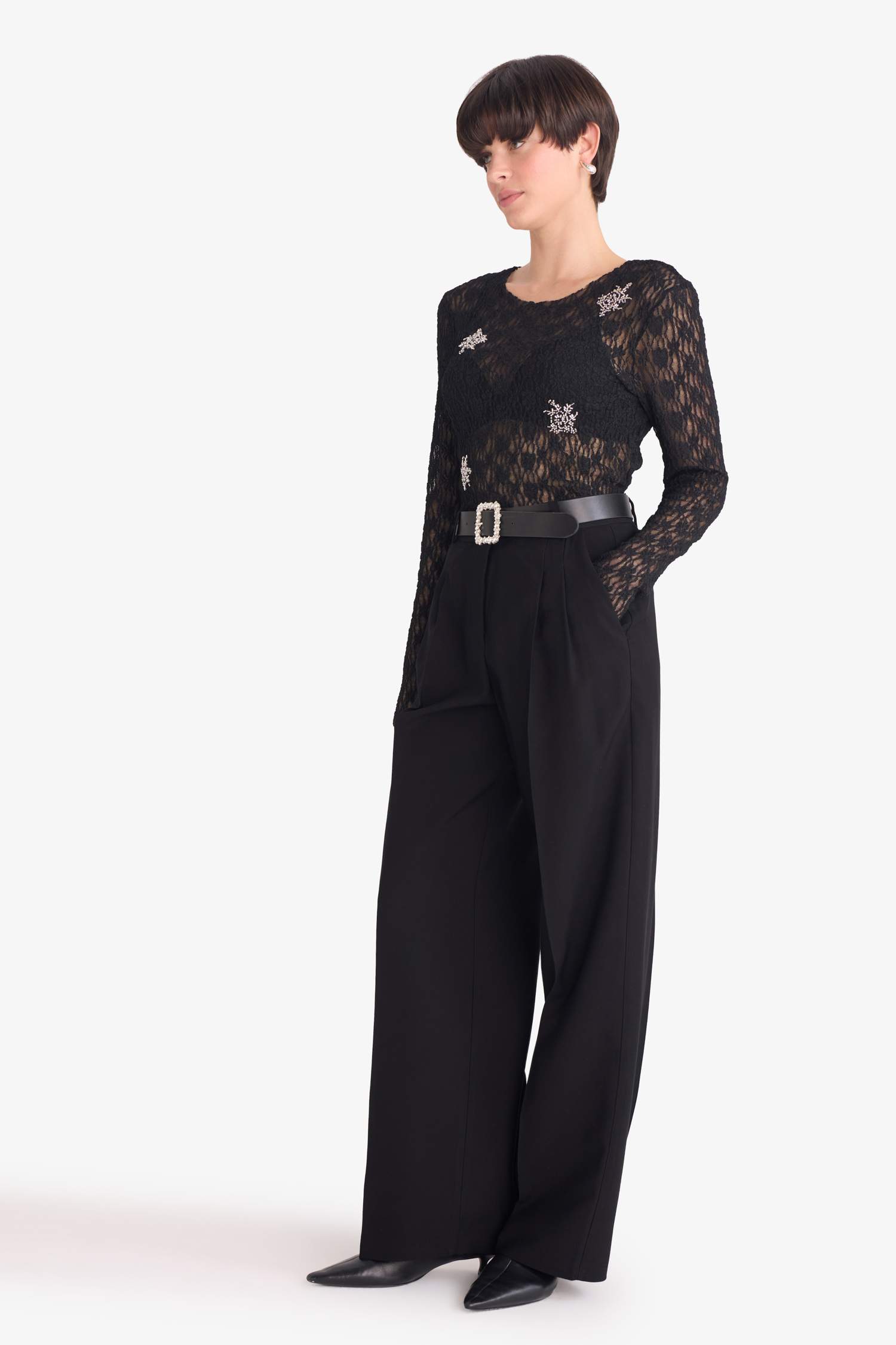 Straight Fit Yüksek Bel Düz Paça Tensel Pantolon