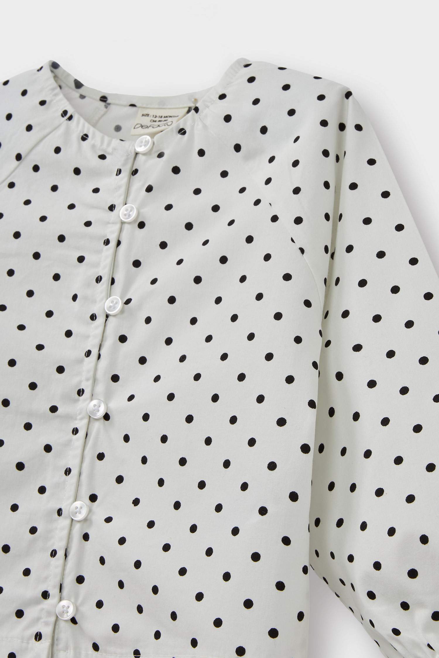 Kız Bebek Puantiyeli Reglan Kol Poplin Uzun Kollu Gömlek 