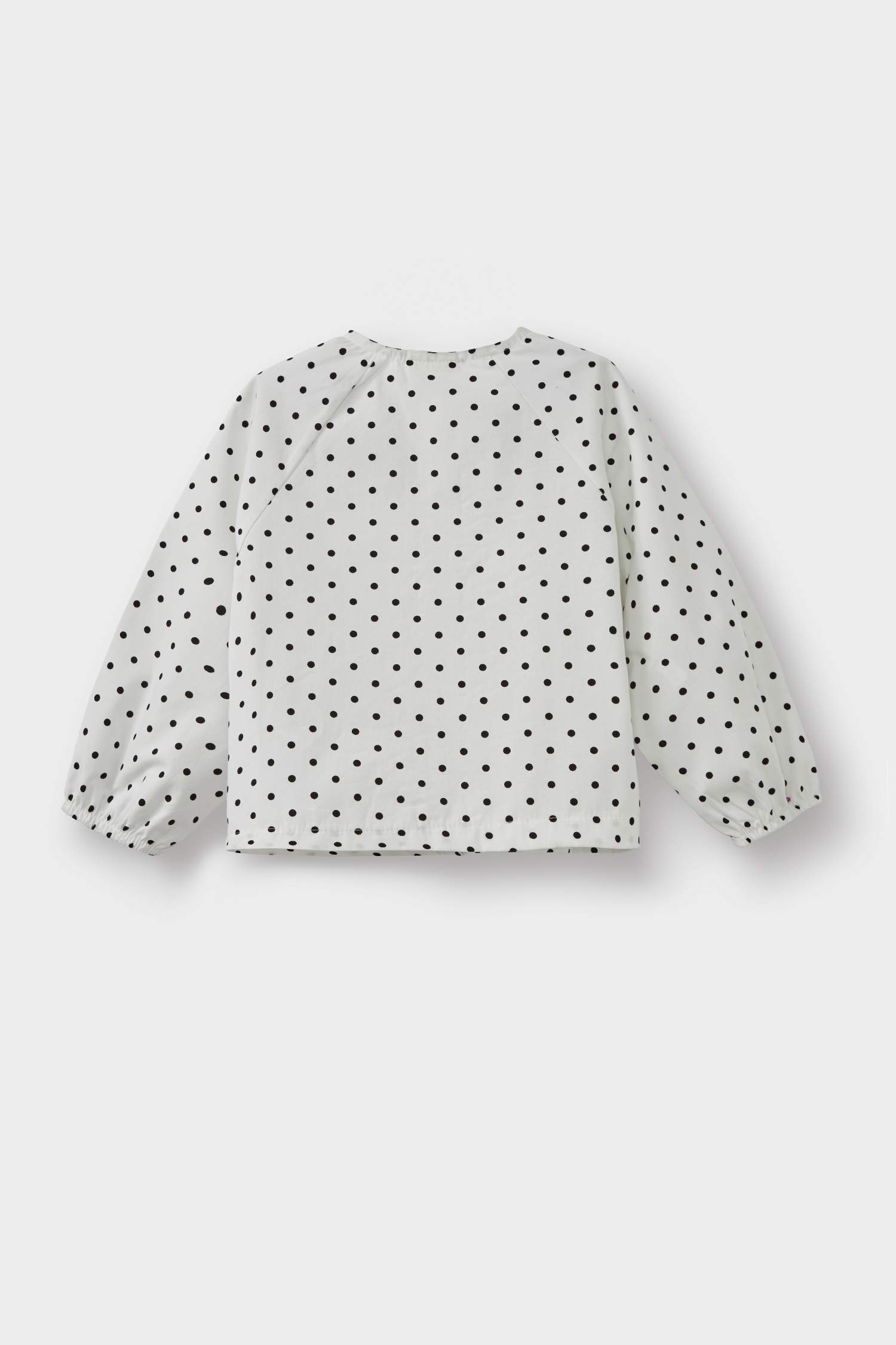 Kız Bebek Puantiyeli Reglan Kol Poplin Uzun Kollu Gömlek 